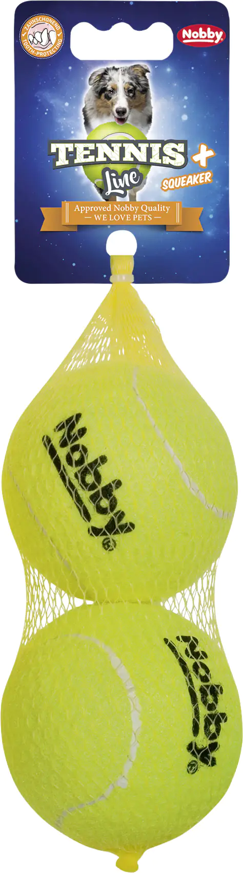 Nobby Tennisball mit Squeaker L 8,5 cm 2er Netz