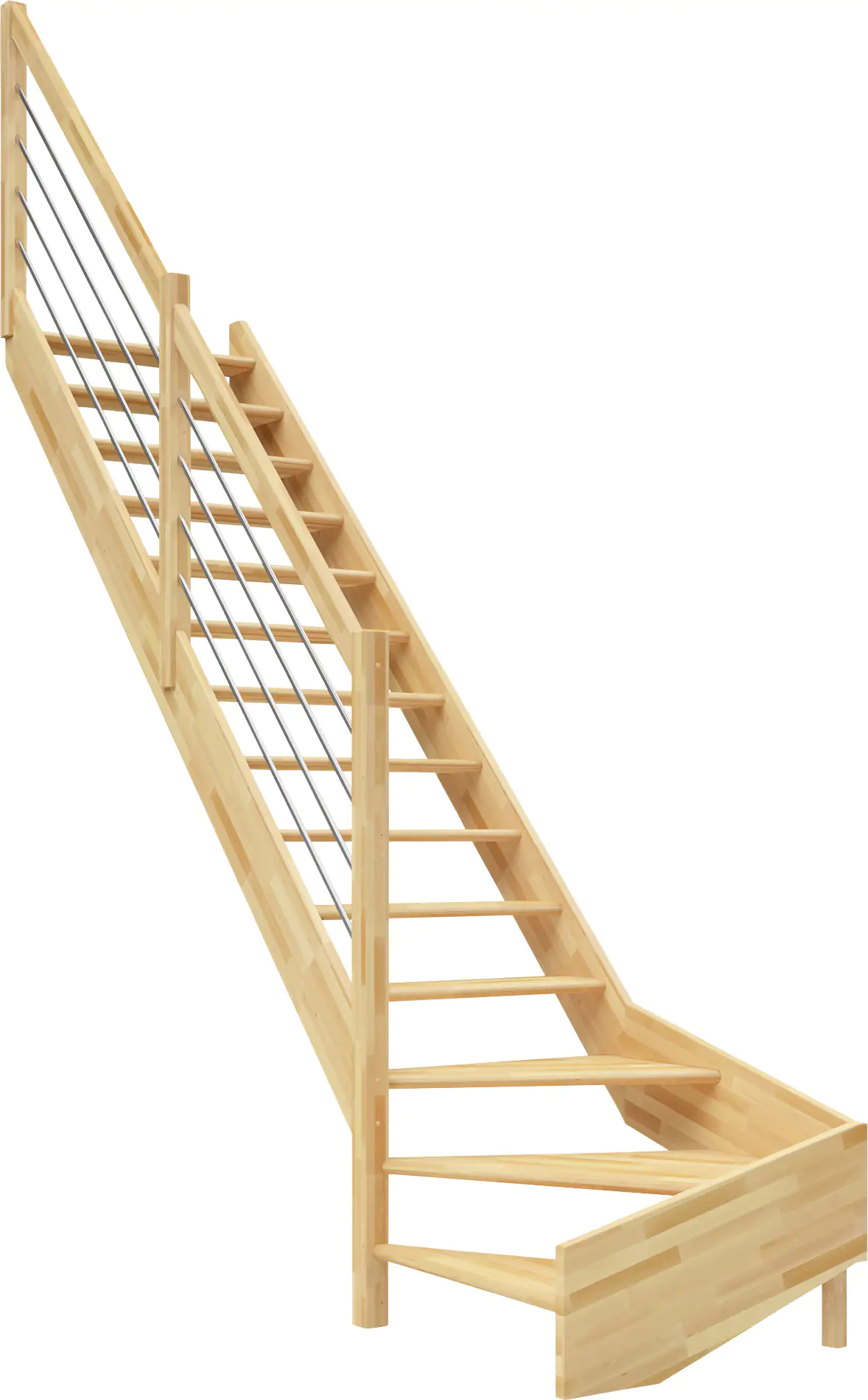 Dolle Raumspartreppen Paris 1/4-gew. Buche versiegelt inkl. Geländer