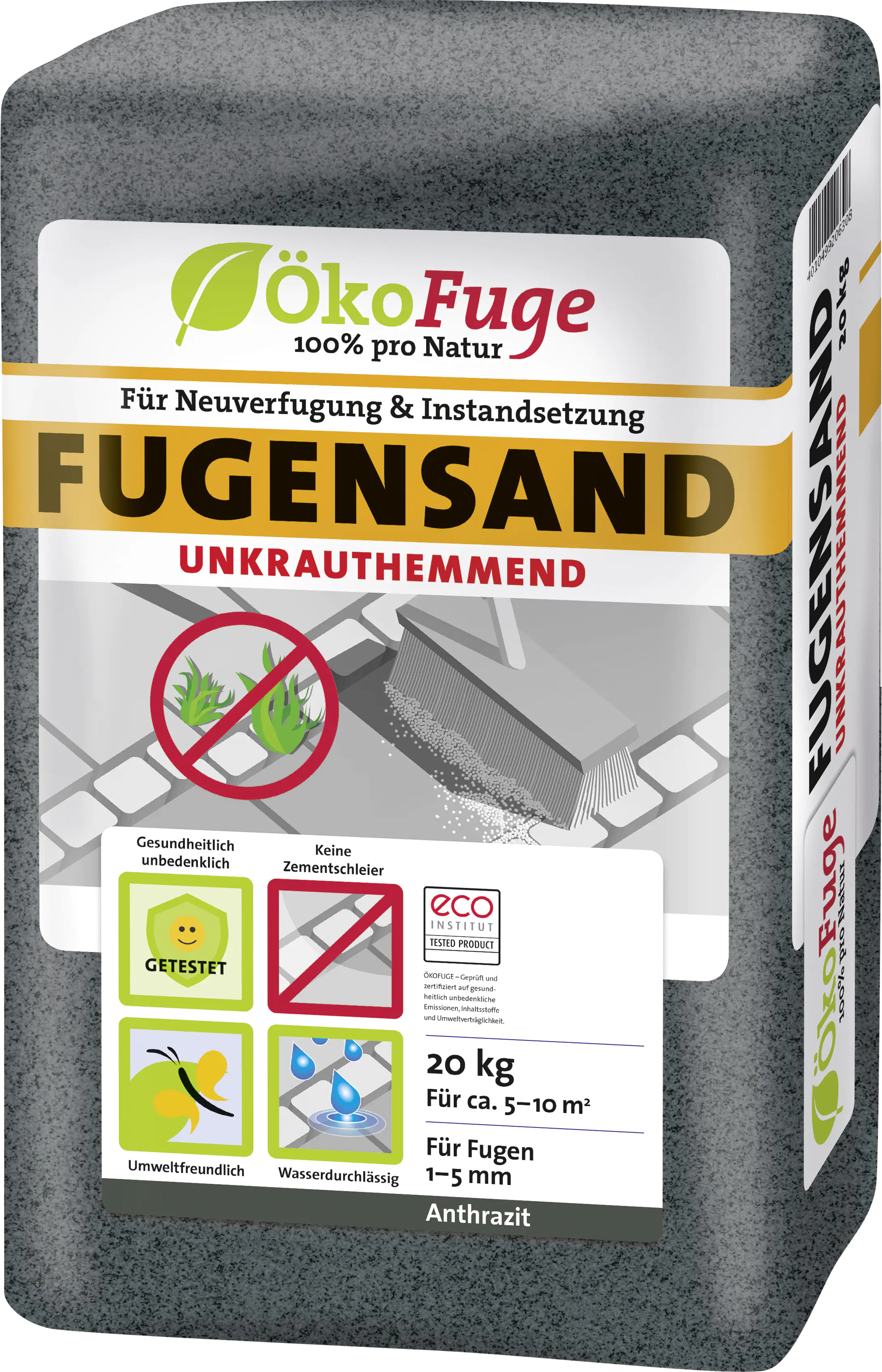 ÖkoFuge Fugensand Unkrauthemmend anthrazit 20 kg ÖkoFuge Fugensand Unkrauthemmend anthrazit 20 kg