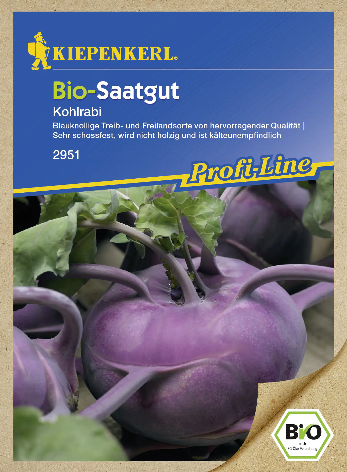 Kiepenkerl Bio-Saatgut Kohlrabi blau Blaro Brasica oleracea var. gongylodes, Inhalt: ca. 60 Pflanzen