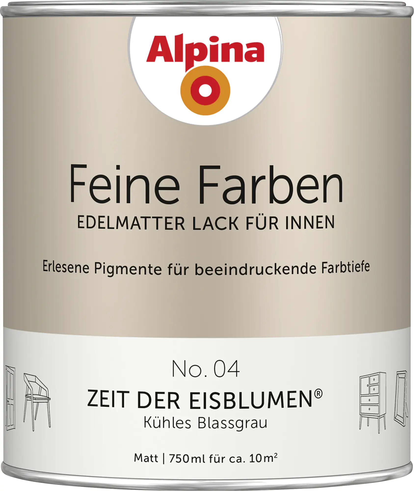 Alpina Feine Farben Lack No. 04 Zeit der Eisblumen  blassgrau edelmatt 750 ml Alpina Feine Farben Lack No. 04 Zeit der Eisblumen  blassgrau edelmatt 750 ml