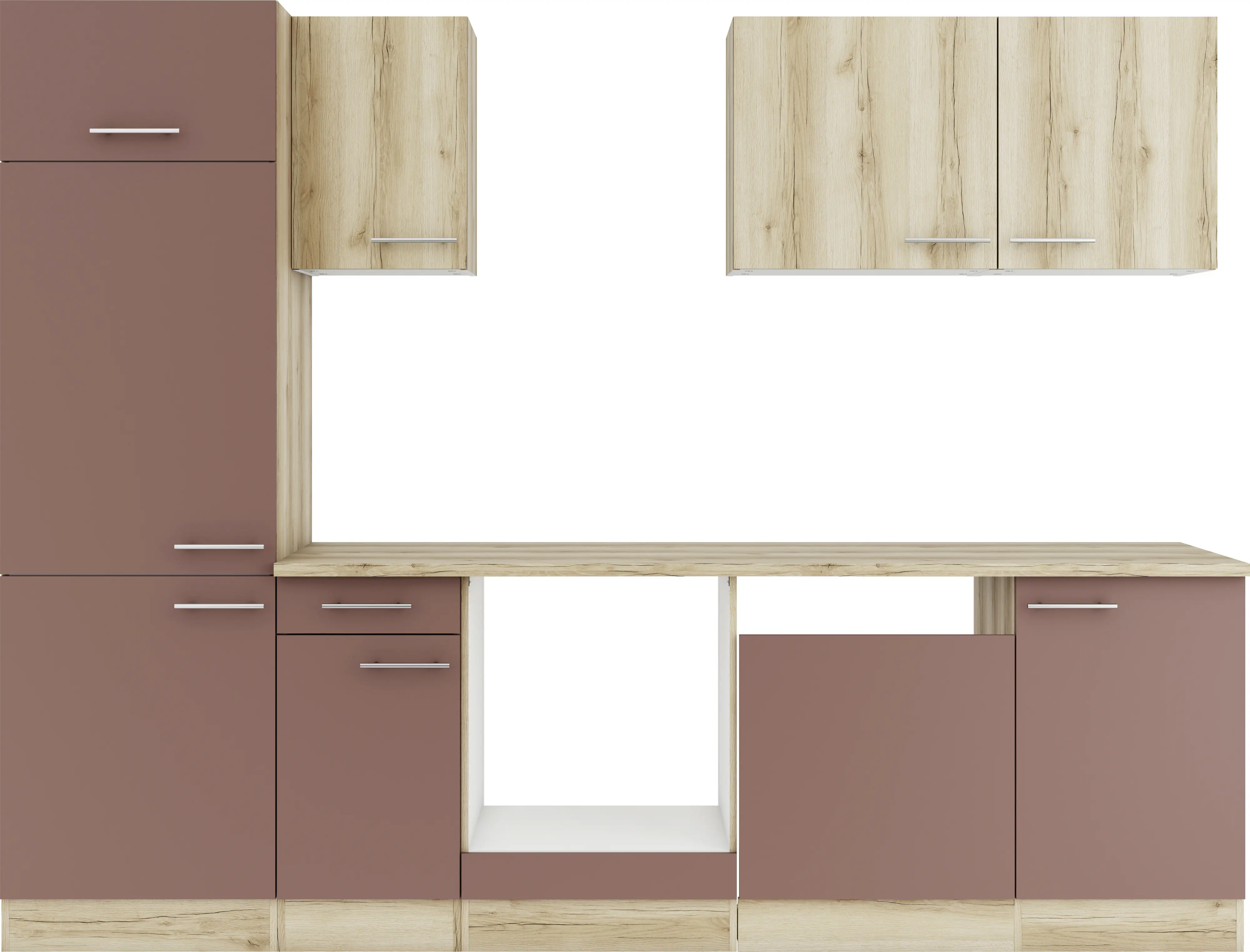 Optifit Küchenzeile Livorno 290/Bari 407 ohne Geräte wildeiche 270 cm 