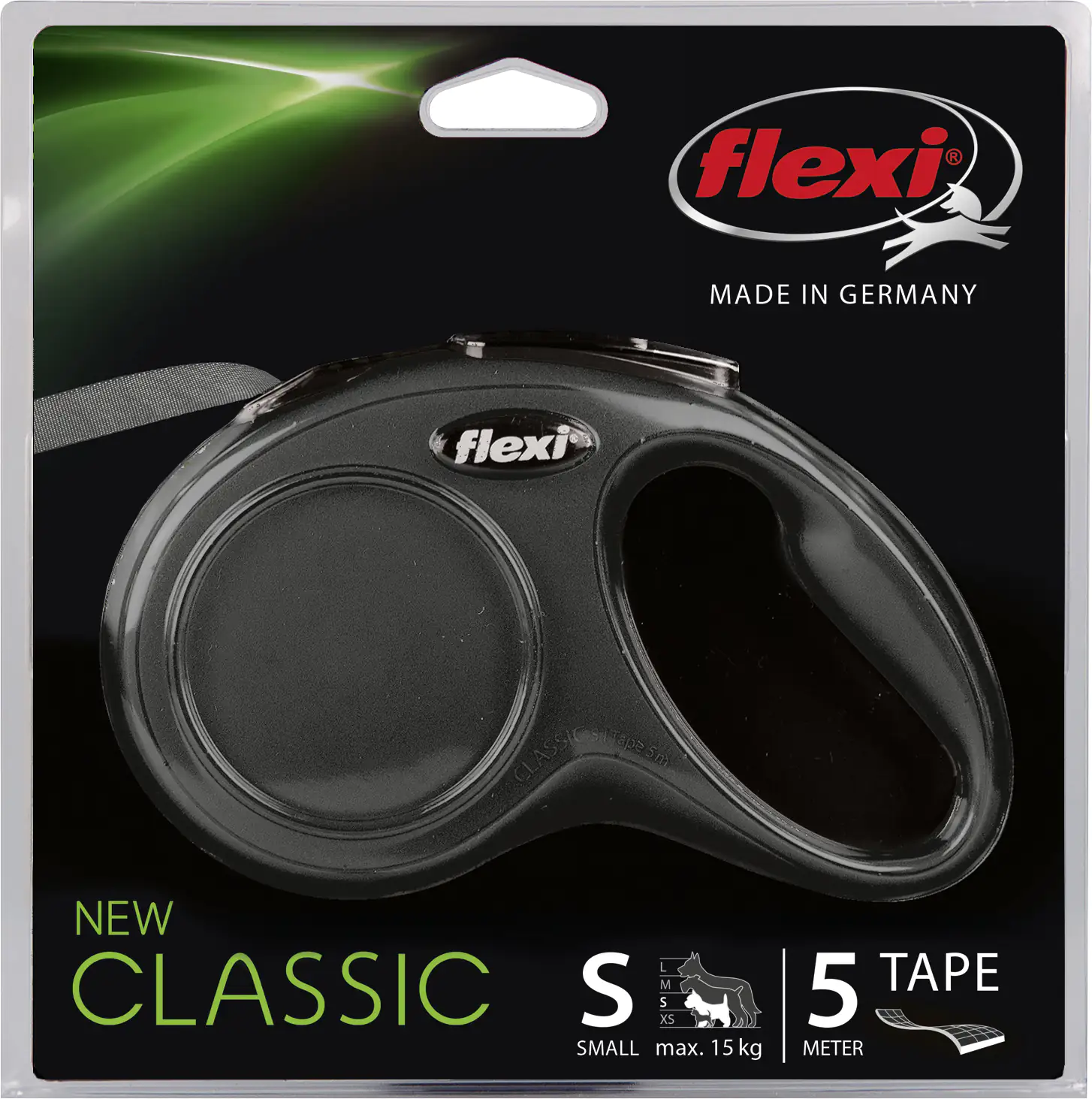 Flexi Hundeleine New Classic S schwarz, Gurt
