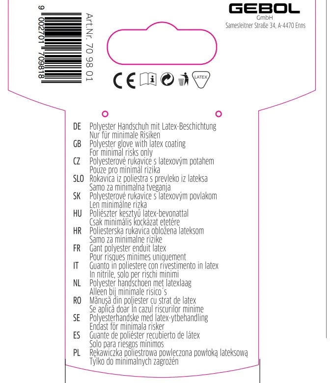 Gebol Handschuh Flower lila  