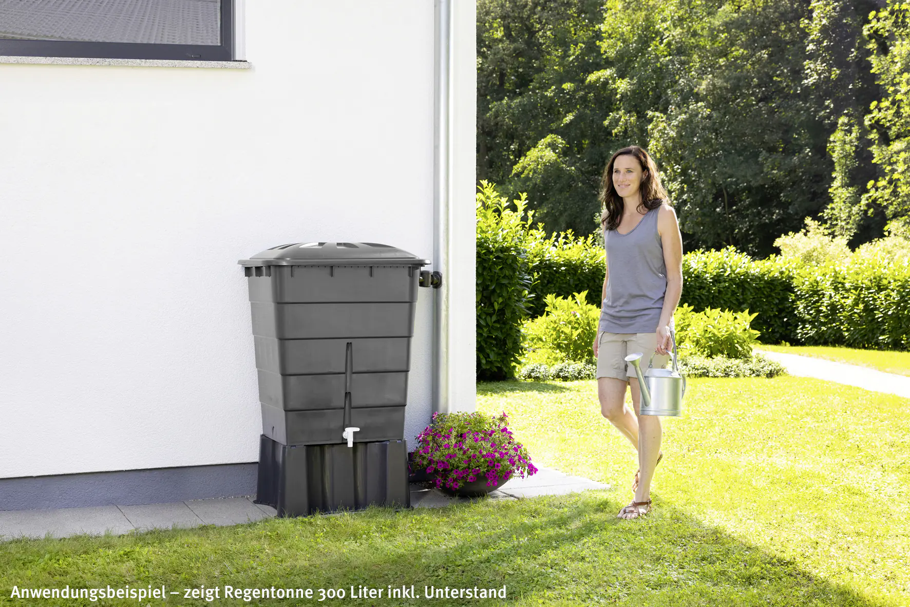Garantia Unterstand für Regentonne für 300 L eckig graphite grey