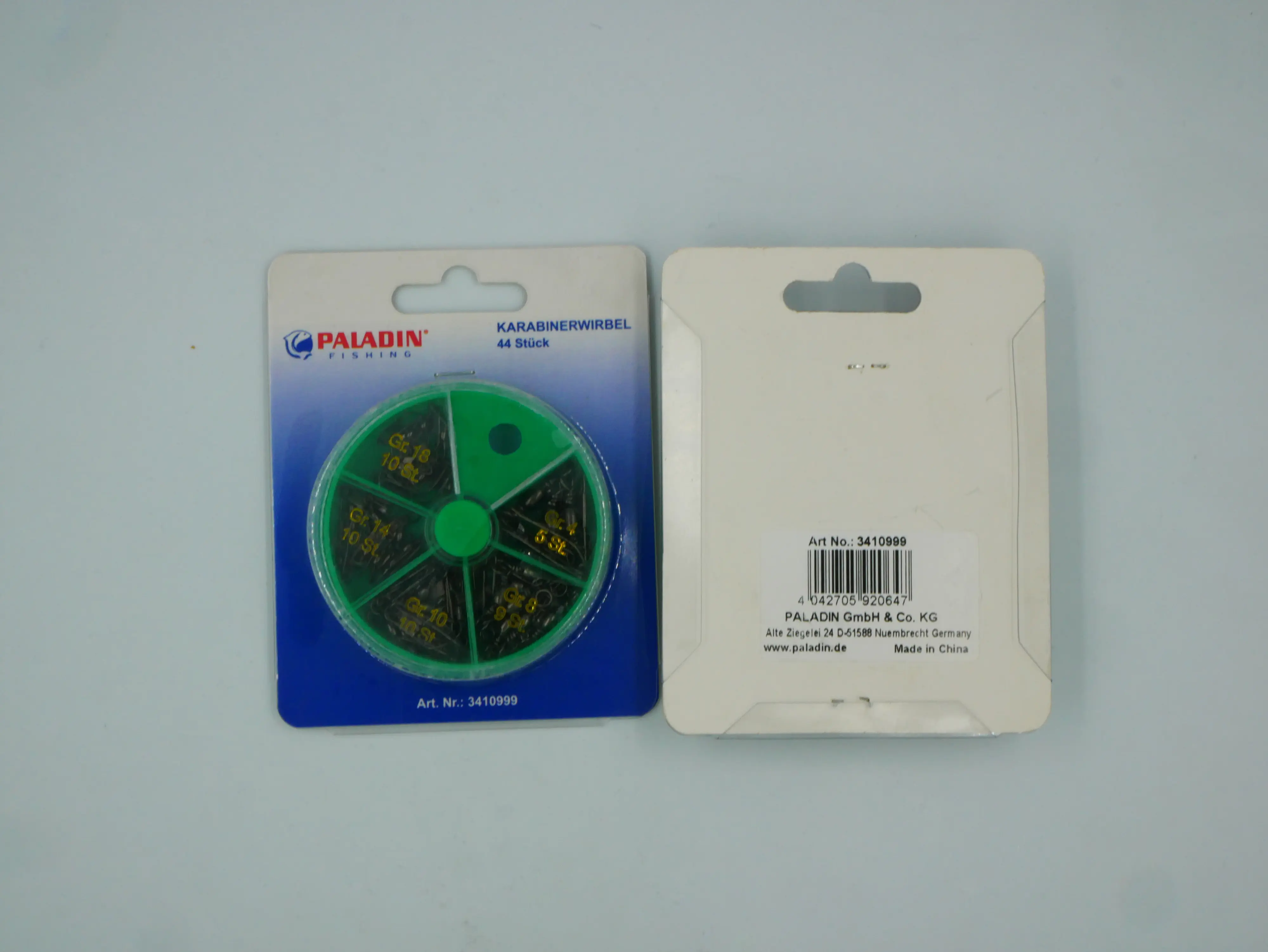 Paladin Karabinerwirbel Sortimentsbox 5 Größen/grün