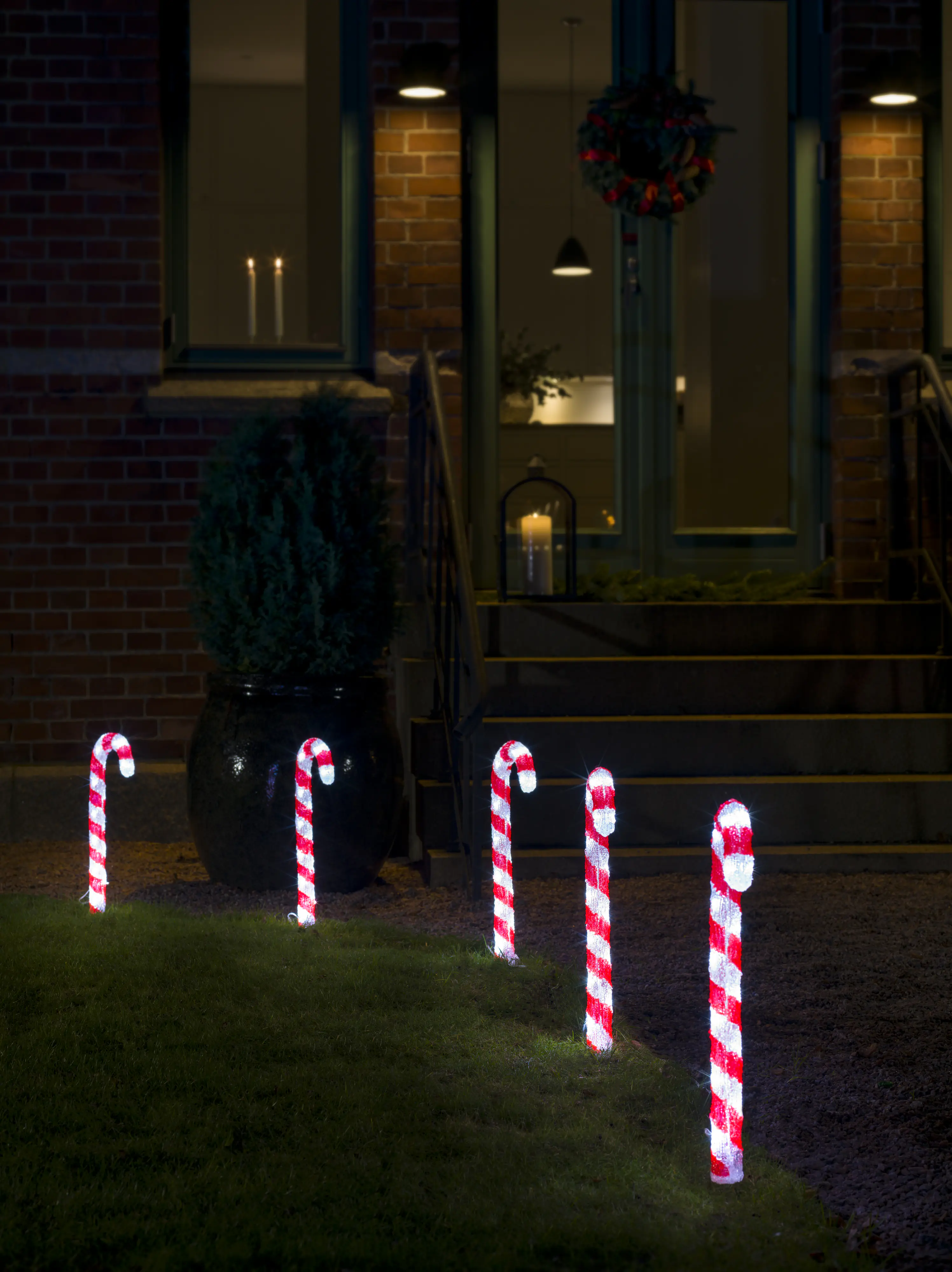 Konstsmide LED Weihnachtsdeko Zuckerstangen 80 Dioden 5er Set kaltweiß