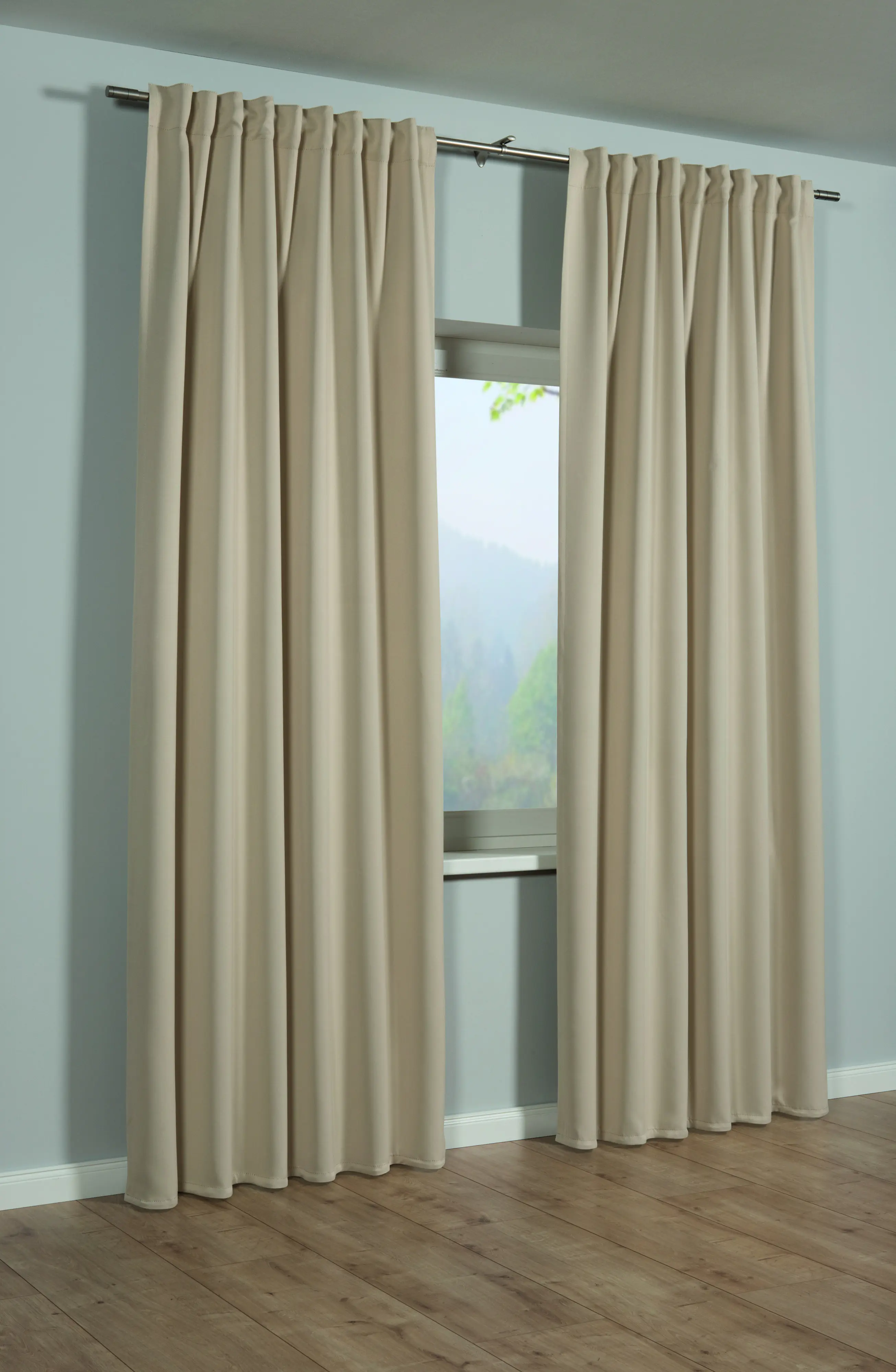 Sehlbach Fertigschal mit Gardinenband Dimout Uni sand 140 x 245 cm