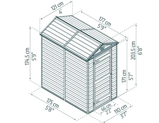 Canopia Gerätehaus Skylight Shed 4x6 110 x 175 x 171 cm