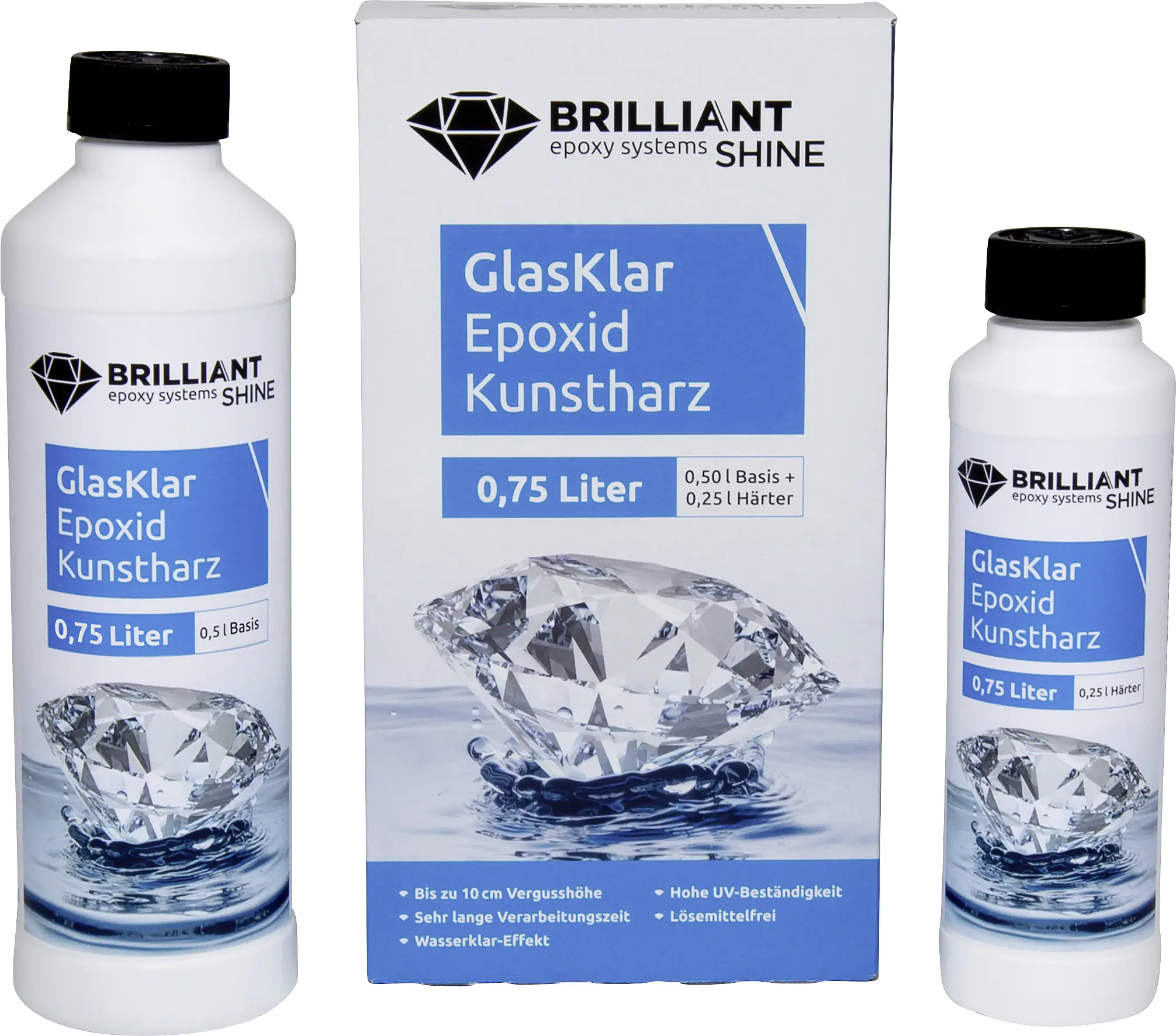 Brilliant Shine Epoxid Kunstharz Glasklar Epoxidharz A+B, 0,75L Brilliant Shine Epoxid Kunstharz Glasklar Epoxidharz A+B, 0,75L