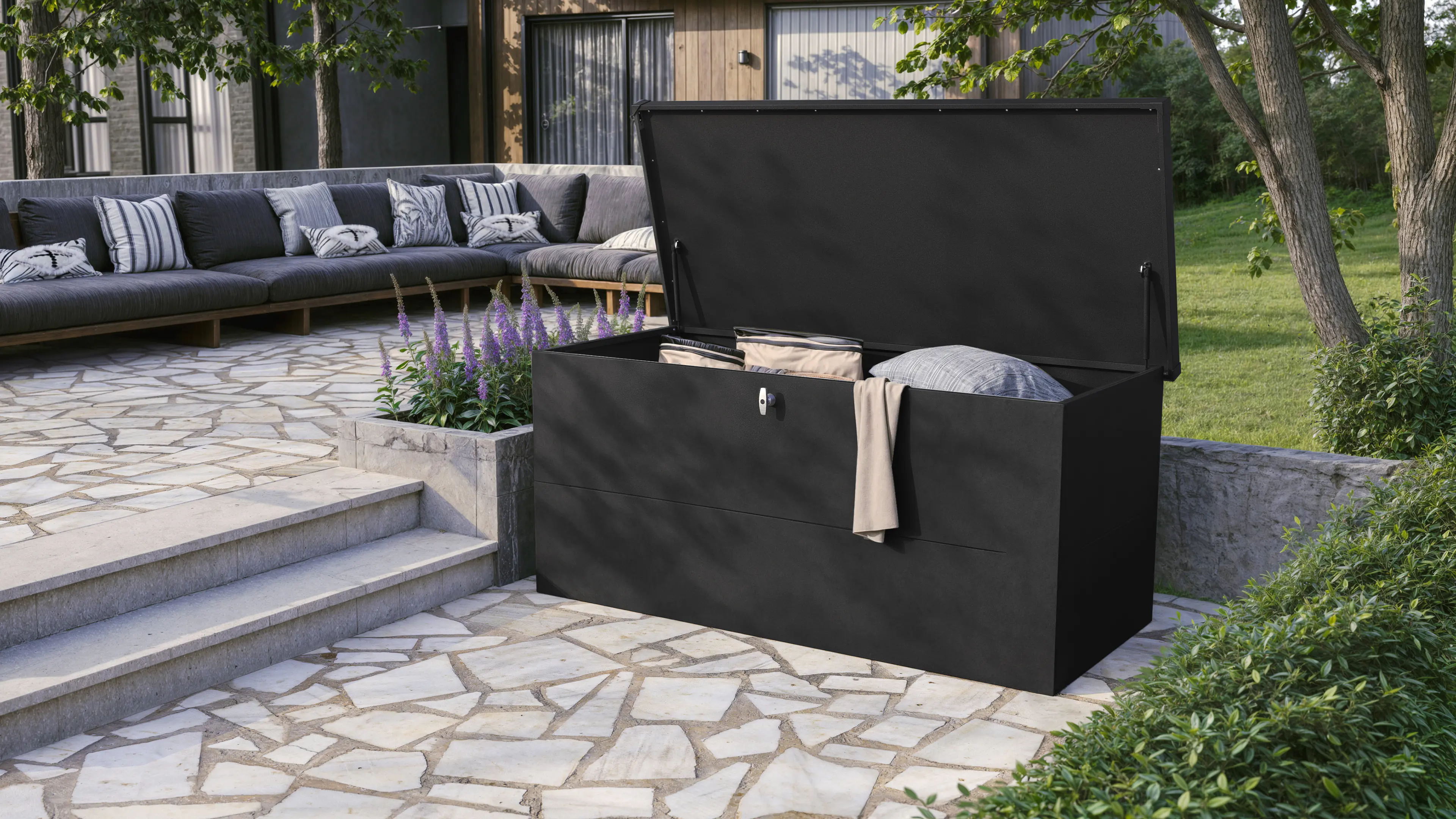 Telluria Auflagenbox Nevio 180 schwarz 185 x 85 cm