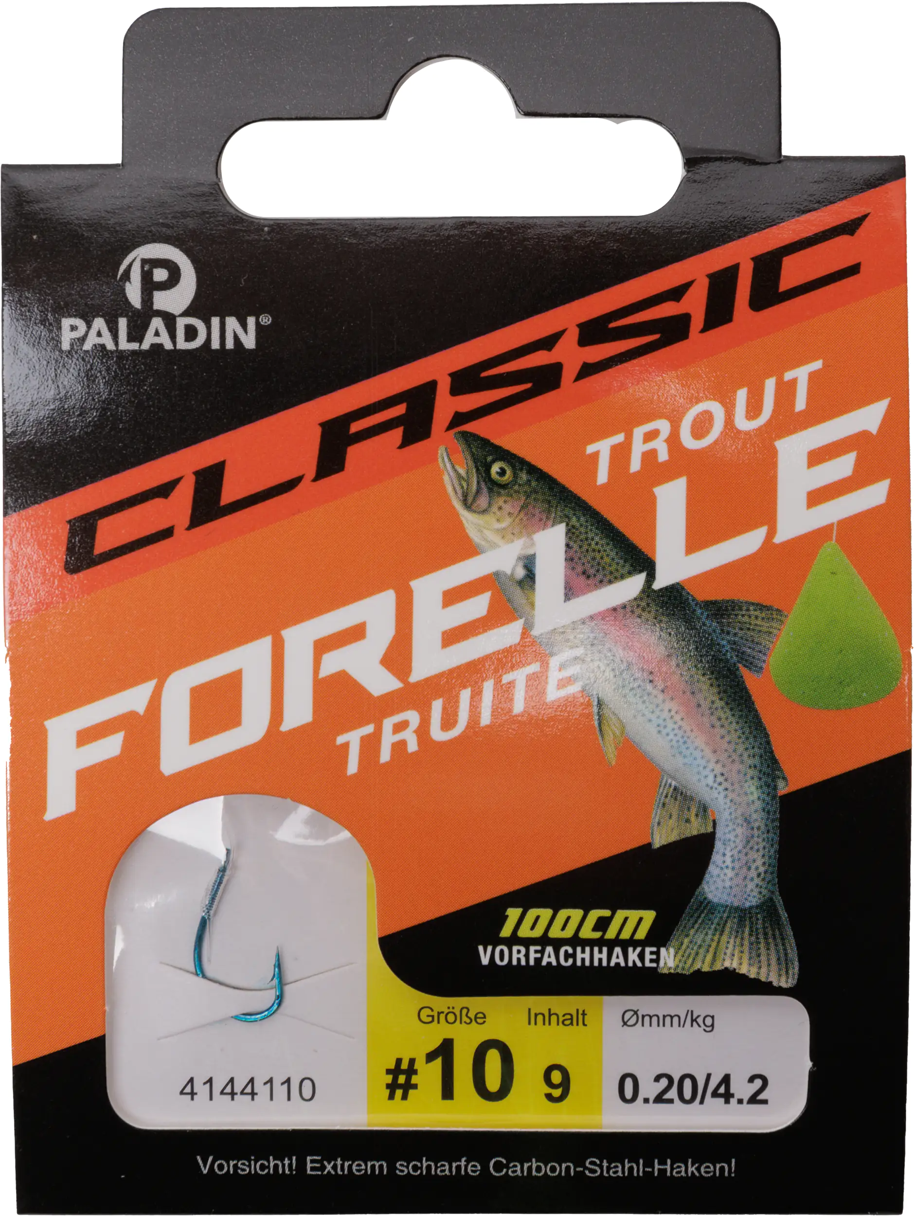 Paladin Forellenhaken gebunden Größe 10 100 cm 9 Stück blau