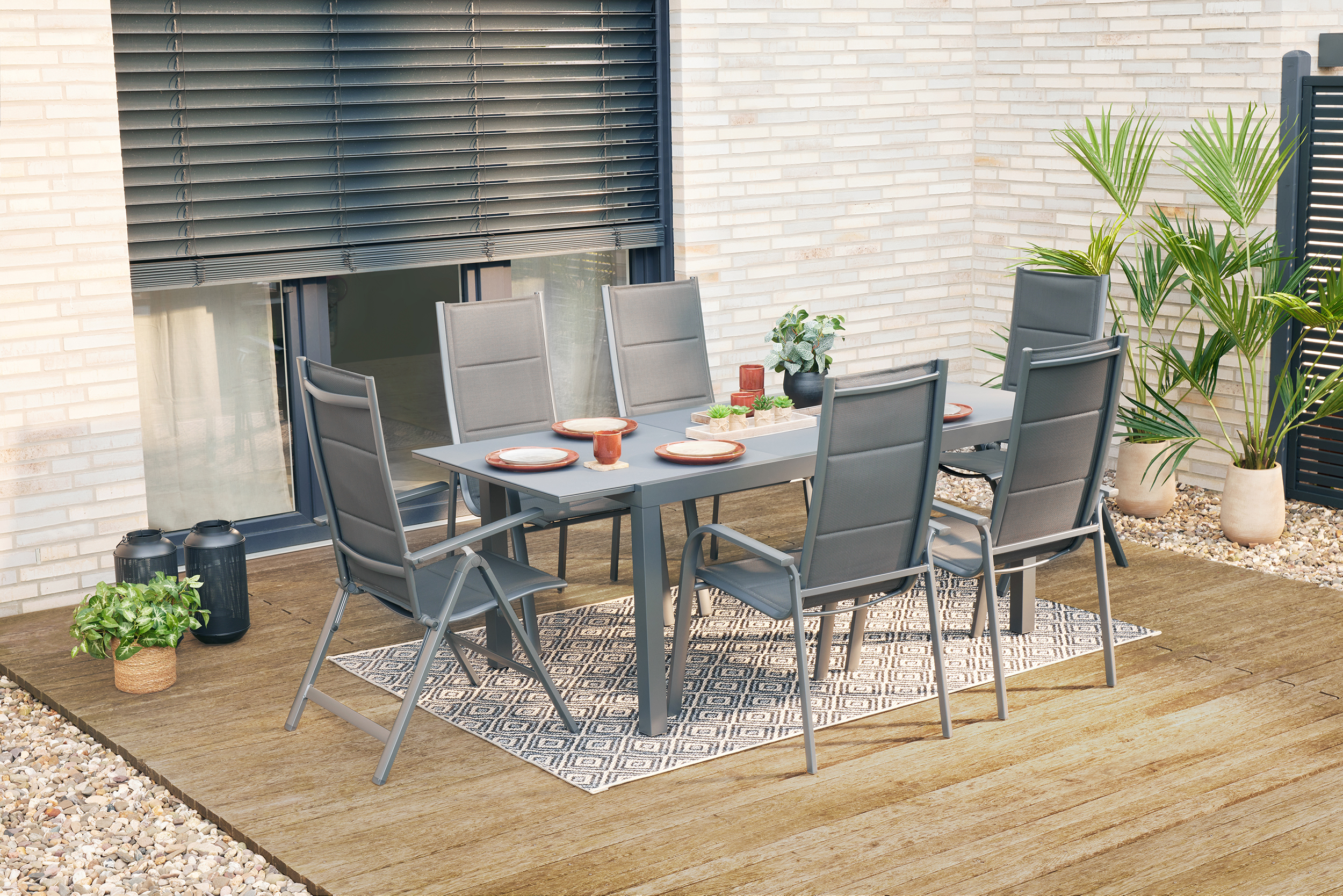 Primaster Gartentisch Fano 160/210 x 90 x 74 cm, rechteckig, anthrazit Primaster Gartentisch Fano 160/210 x 90 x 74 cm, rechteckig, anthrazit