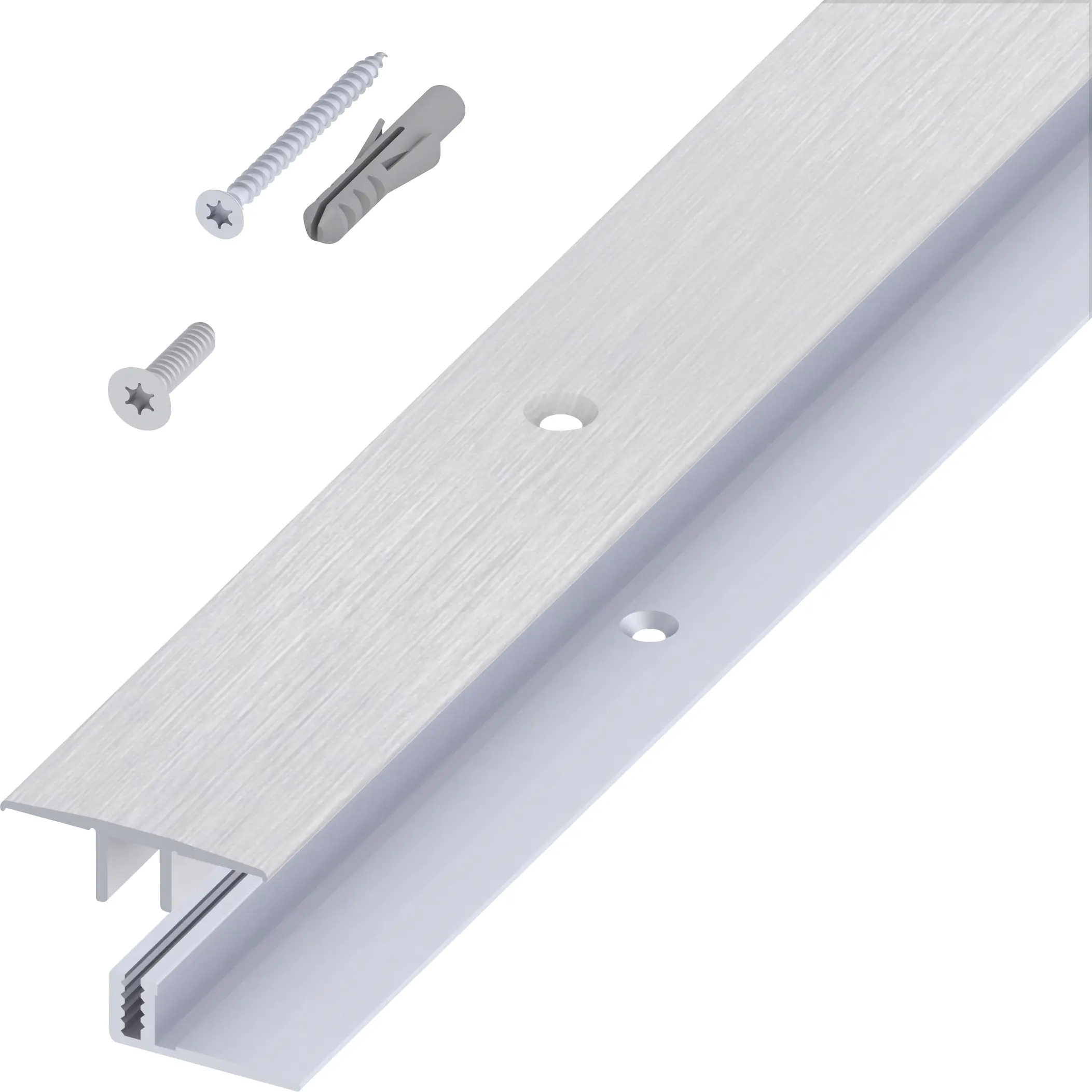 alfer Übergangs-Profil und Träger-Profil 1 m, 33 x 7 - 15 mm Alu  gebürstet