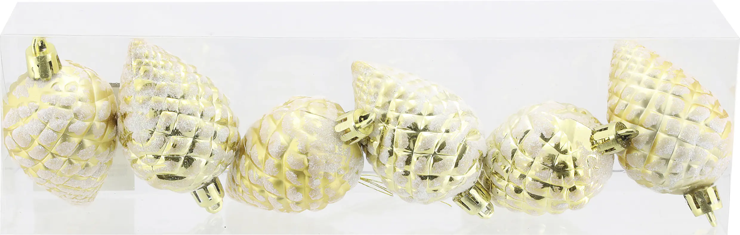 Weihnachtsanhänger Zapfen aus Kunststoff 8 cm gold - 6 Stück