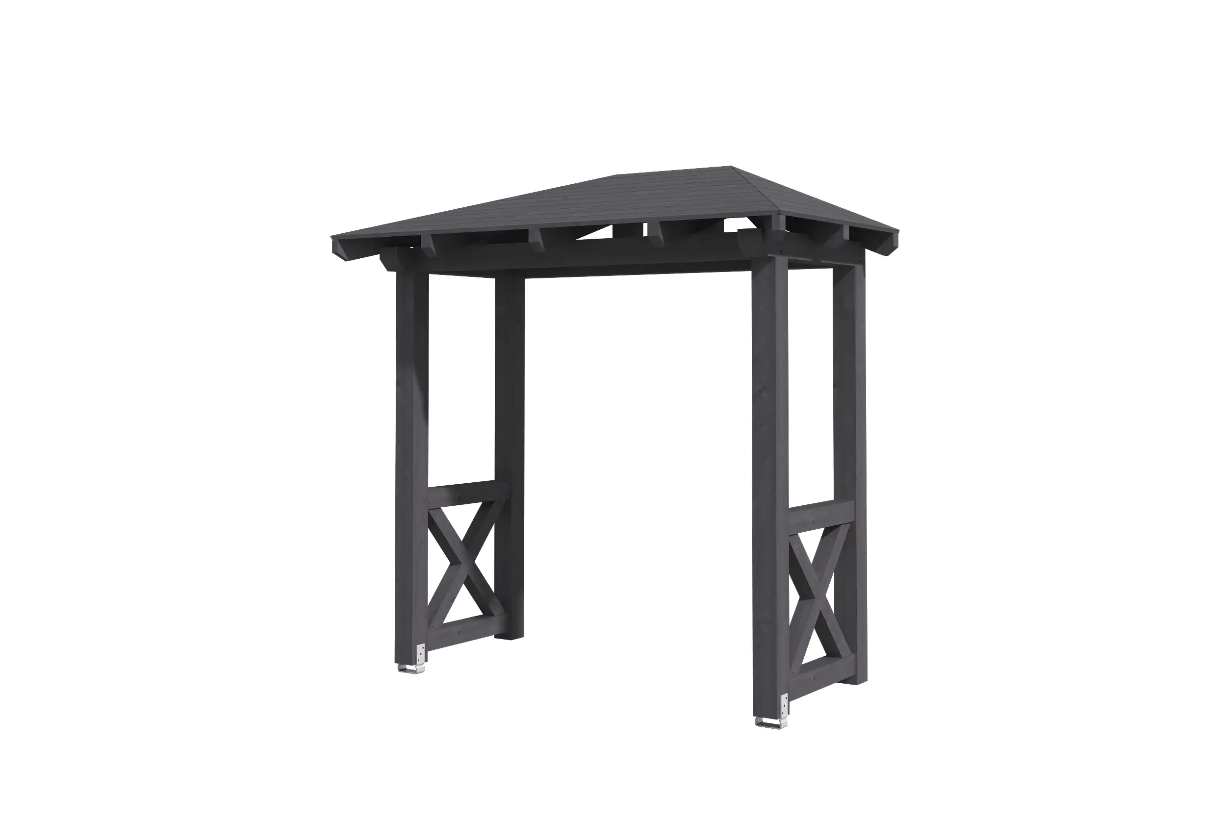 SKAN HOLZ Vordach Wismar Typ 4 258 x 126 cm, lasiert in Schiefergrau