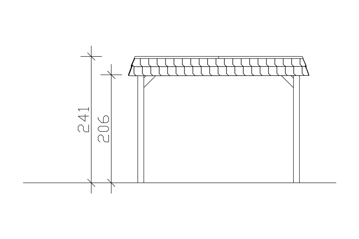 SKAN HOLZ Carport Spreewald 345 x 741 cm mit Aluminiumdach, rote Blende