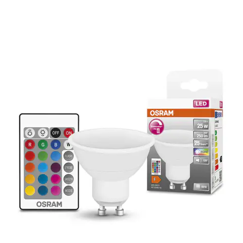 Osram LED Reflektor Star GU10 2,9 W warmweiß, bunt, dimmbar, weiß matt