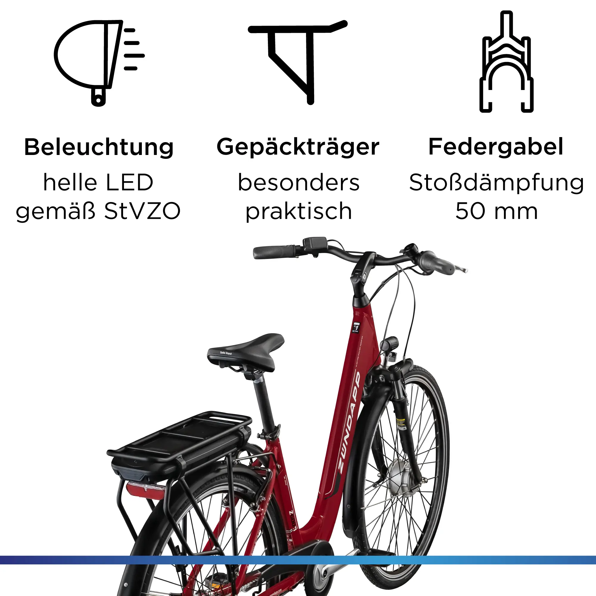 Zündapp E-Bike City Z600 28 Zoll 7-Gang 522 Wh karminrot