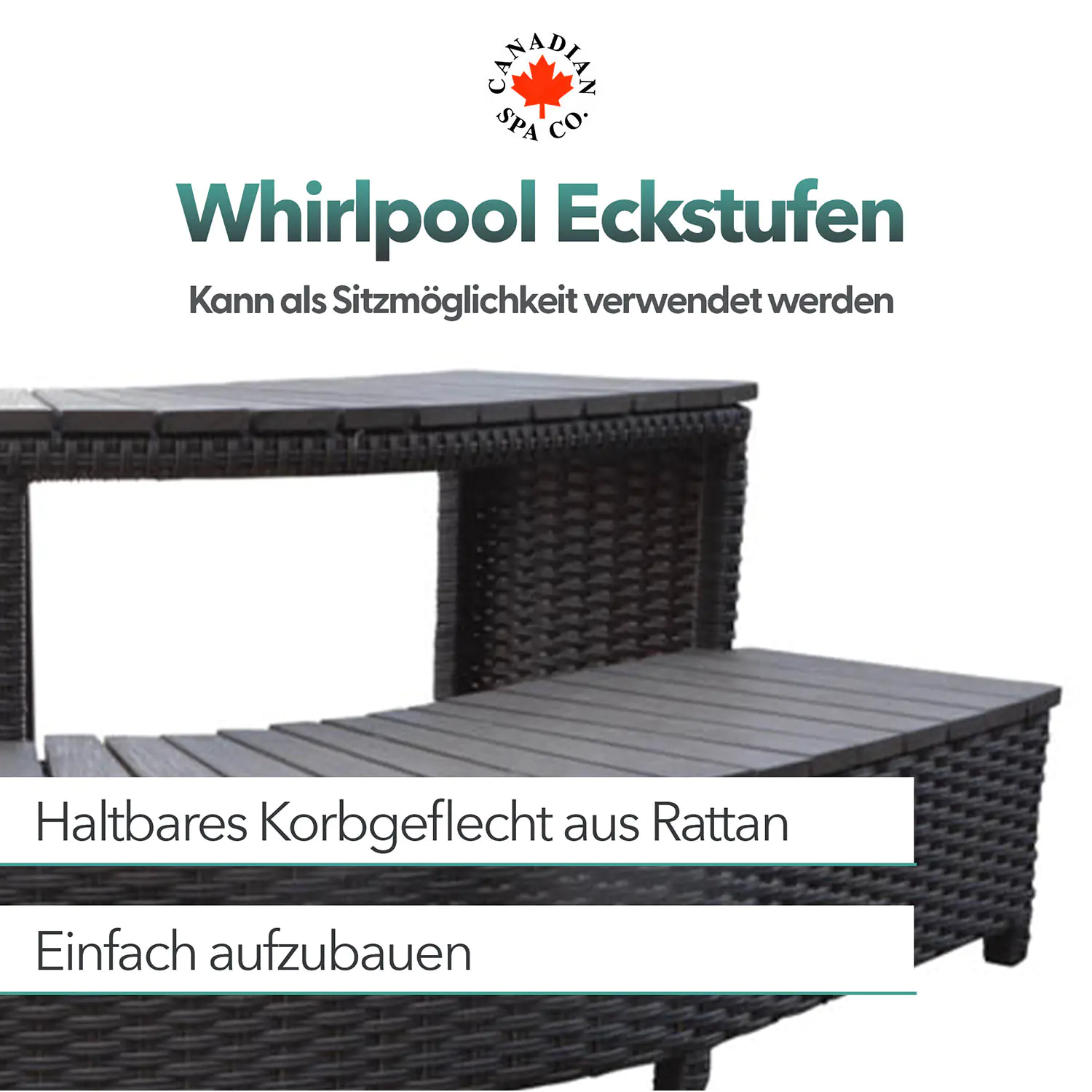 Canadian Spa Ecktreppe - für quadratische Whirlpools dunkelbraun Canadian Spa Ecktreppe - für quadratische Whirlpools dunkelbraun