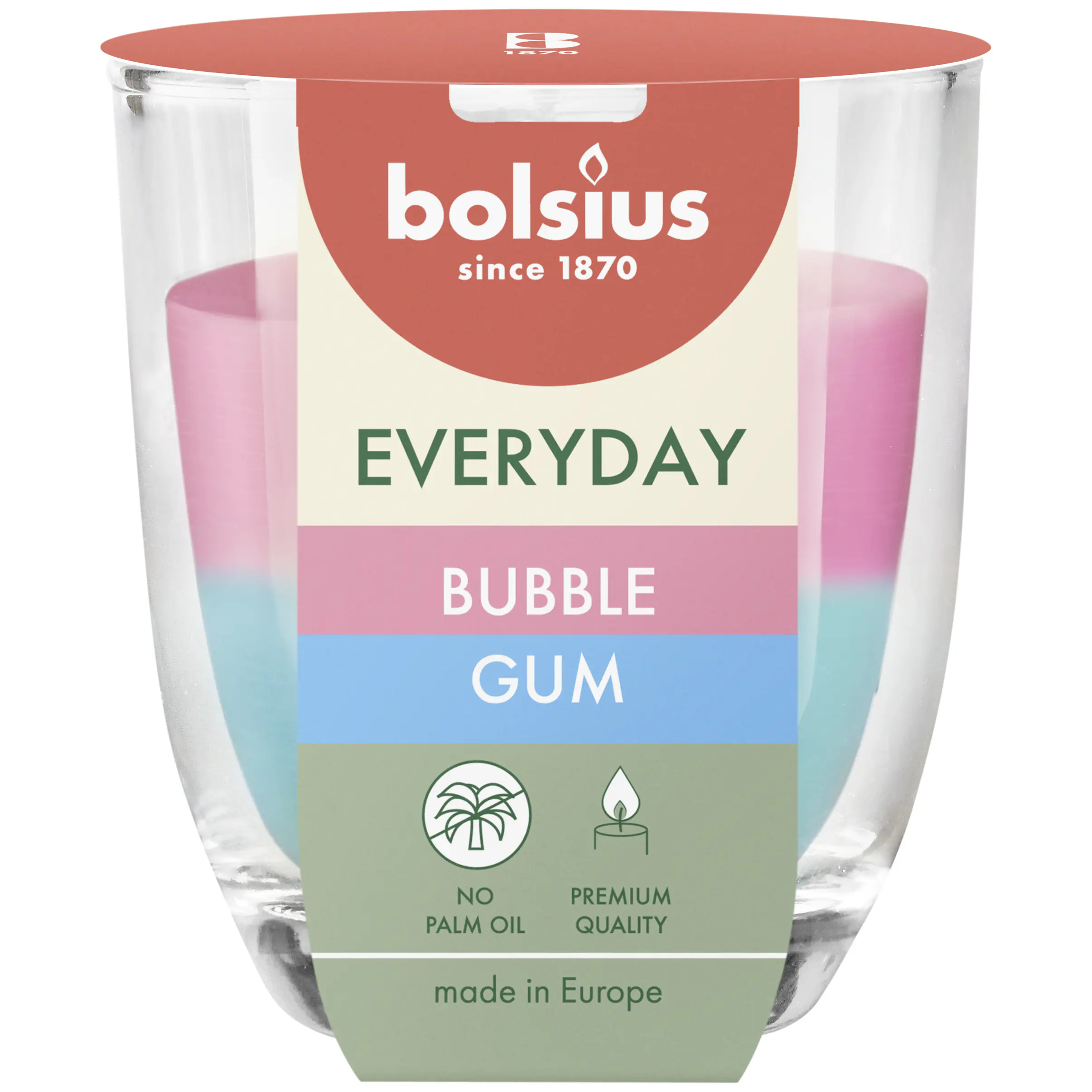 Bolsius Duftkerze im Glas Everyday Ø 7 x 8 cm bubble gum