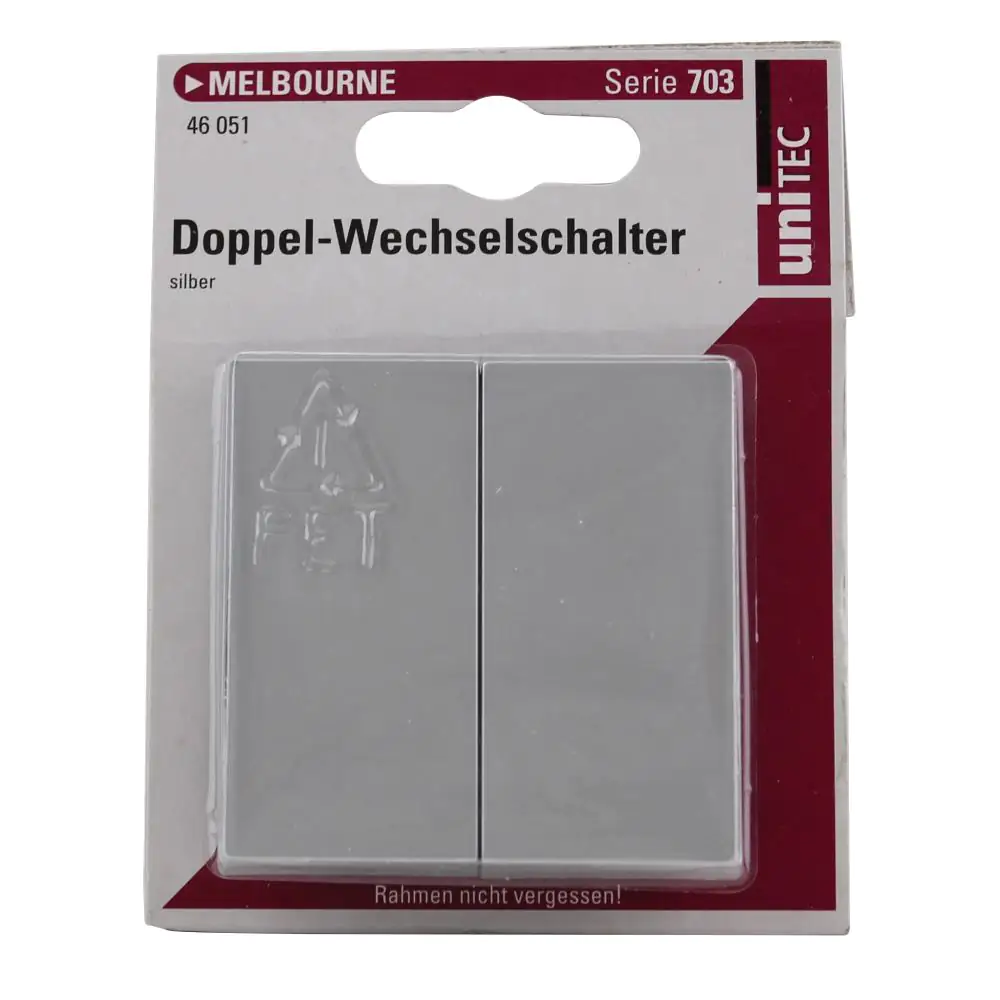 Unitec Doppel-Wechselschalter mit Wippe silber, Serie Melbourne