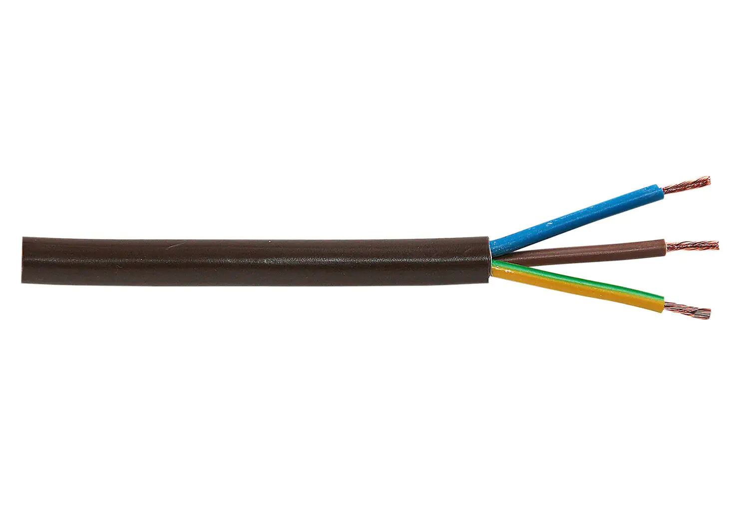 Schlauchleitung H05VV-F 3 x 0,75 - 1 Meter, braun