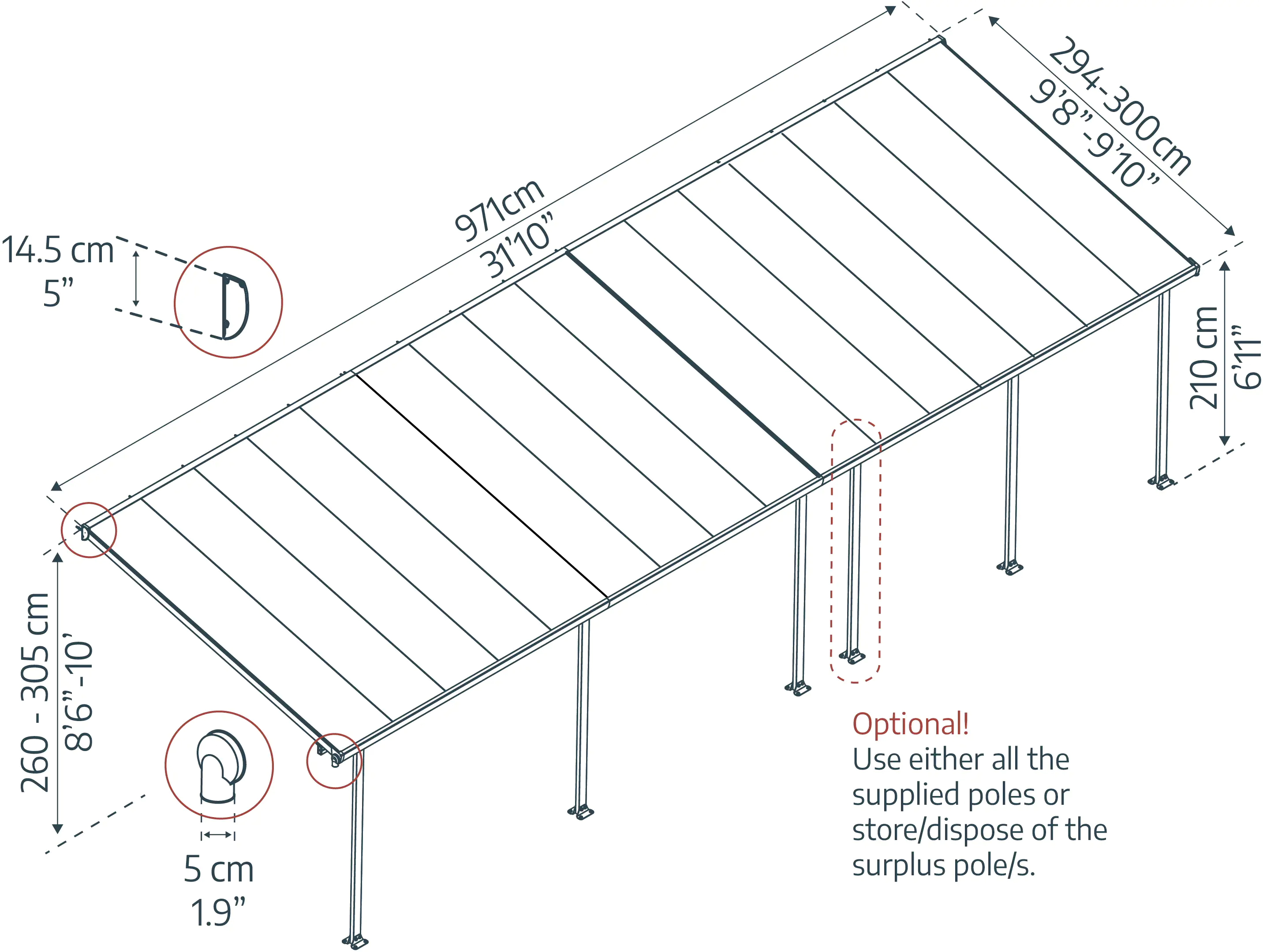 Canopia Terrassenüberdachung Feria 971 x 294 cm weiß Canopia Terrassenüberdachung Feria 971 x 294 cm weiß
