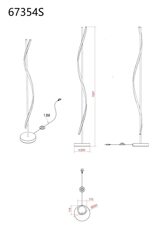 Globo Stehleuchte Watkins 20 x 150,7 cm Ø x H schwarz warmweiß