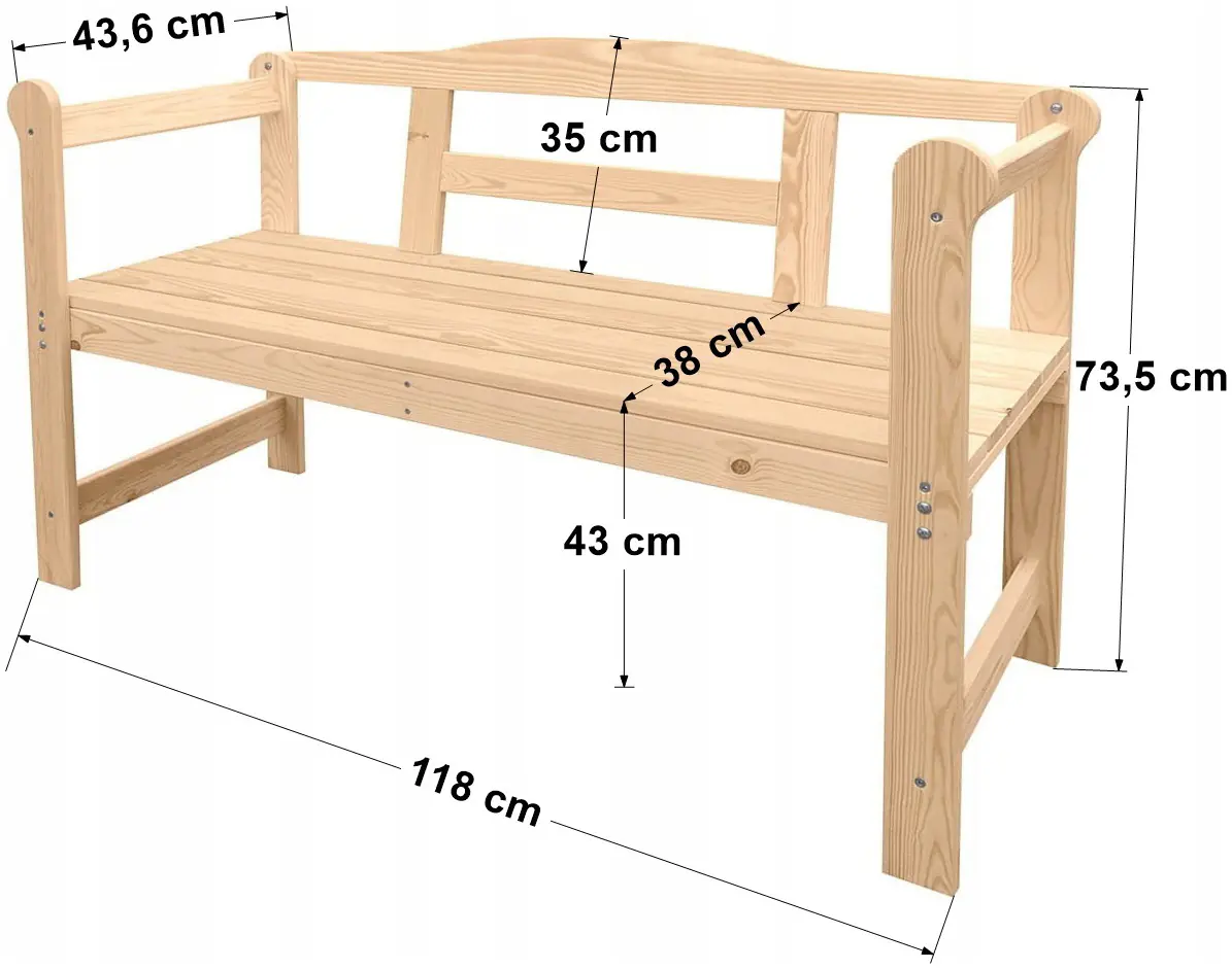 iWerk Holzbank Kiefer natur 118 x 43,6 x 73,5 cm