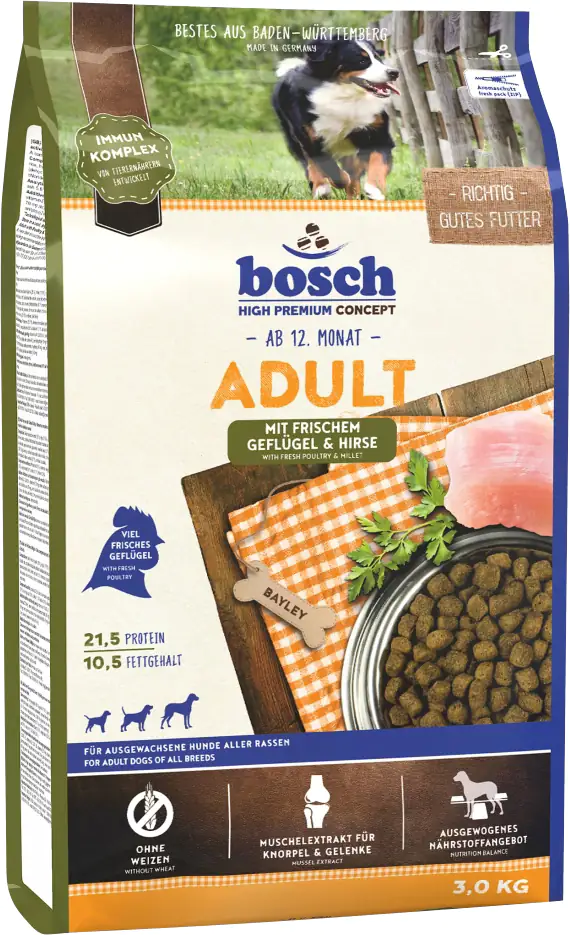 4015598013147 Bosch Trockenfutter für Hunde Adult 3 kg mit Geflügel & Hirse