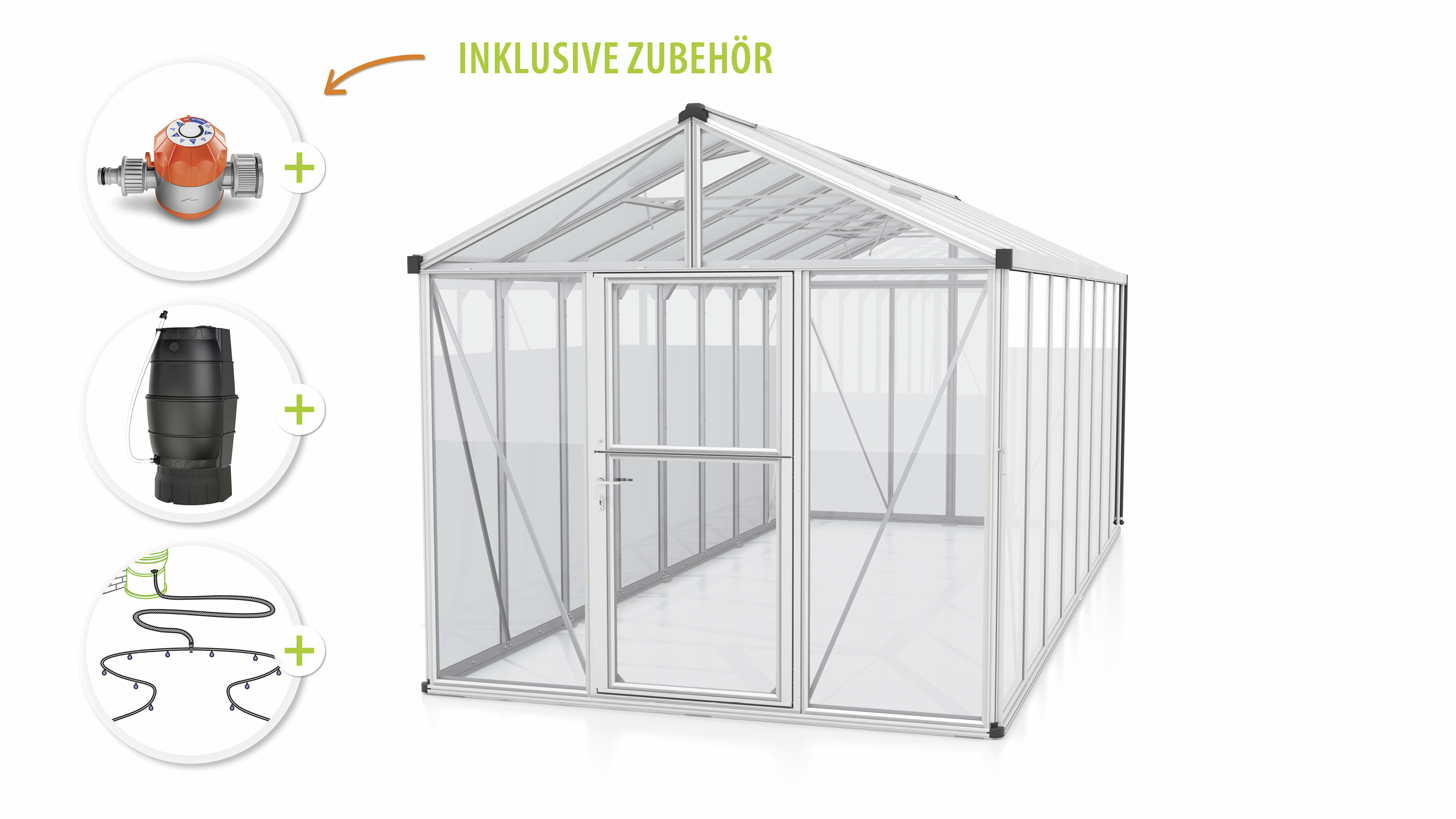Vitavia Gewächshaus-Set Zeus 15700 ESG/HPK alu 266 x 621 cm 