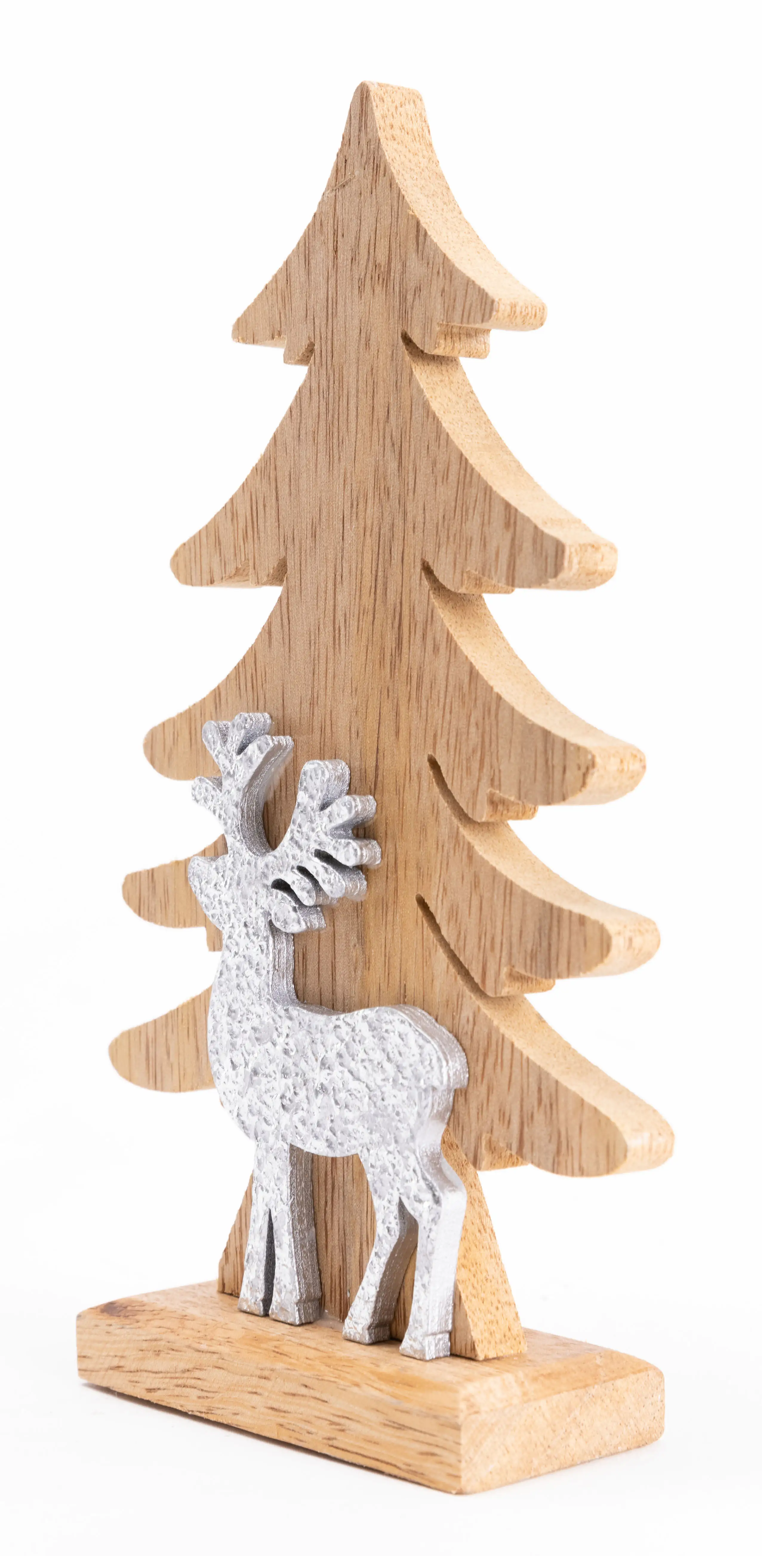4333692392969_02 TrendLine Dekofigur Holz Tannenbaum 19 x 11 cm natur-weiß
