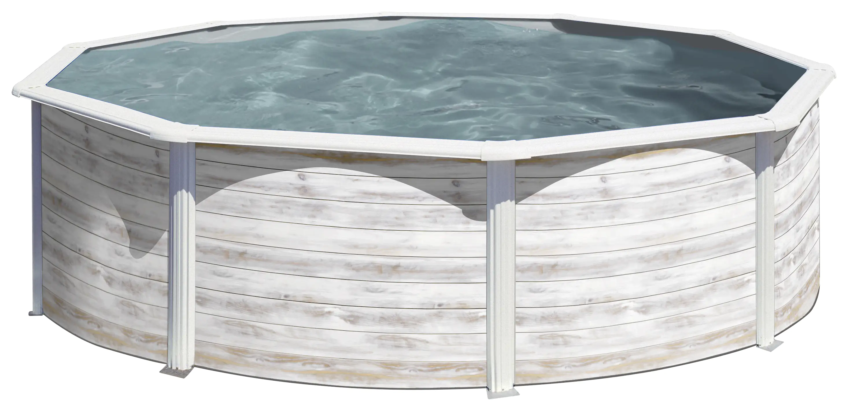 Gre Stahlwandpool Finnlandia rund Ø 350 x 120 cm Holzdekor weiß