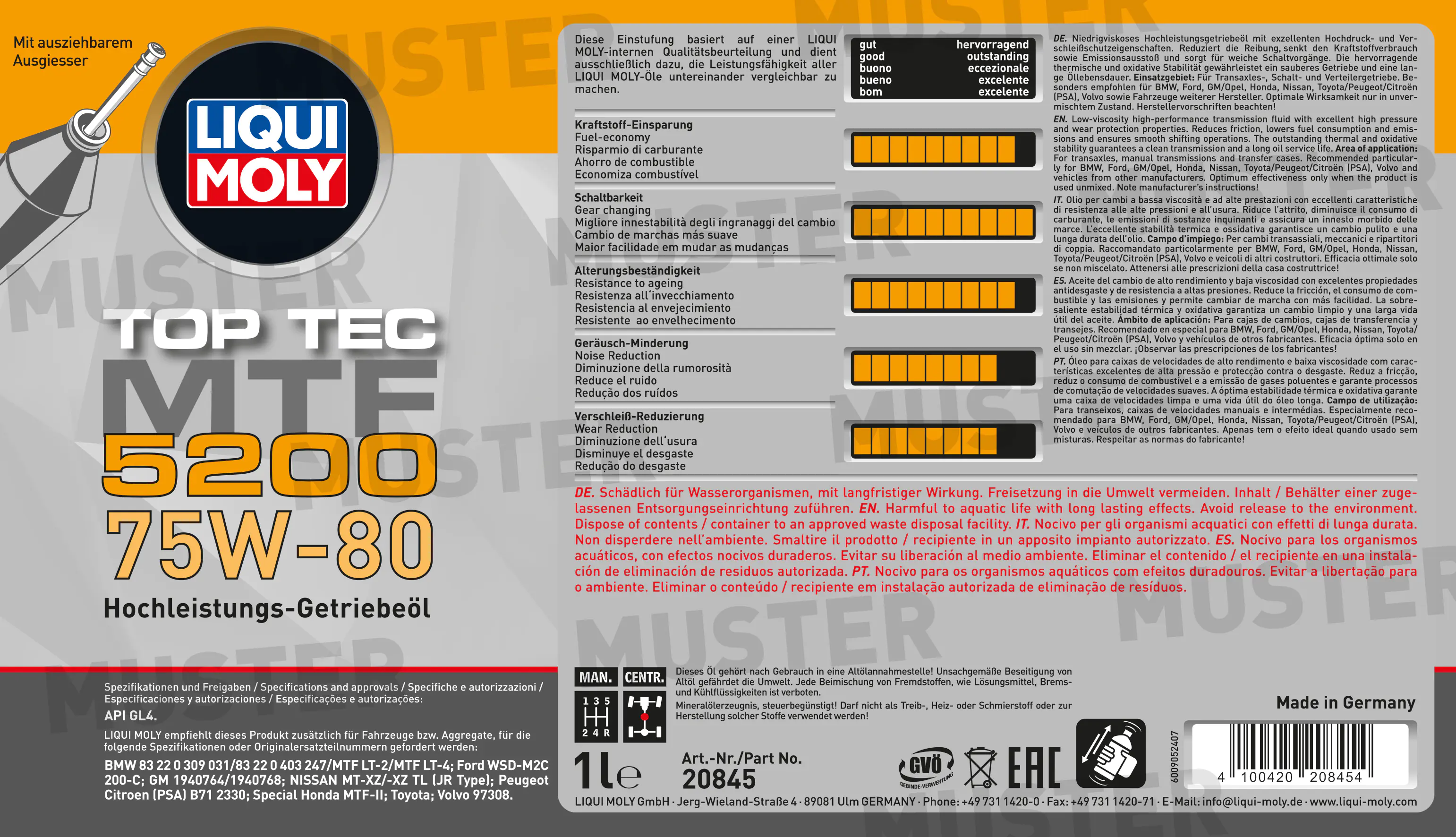 Liqui Moly Getriebeöl Top Tec MTF 5200 75W-80 1 L