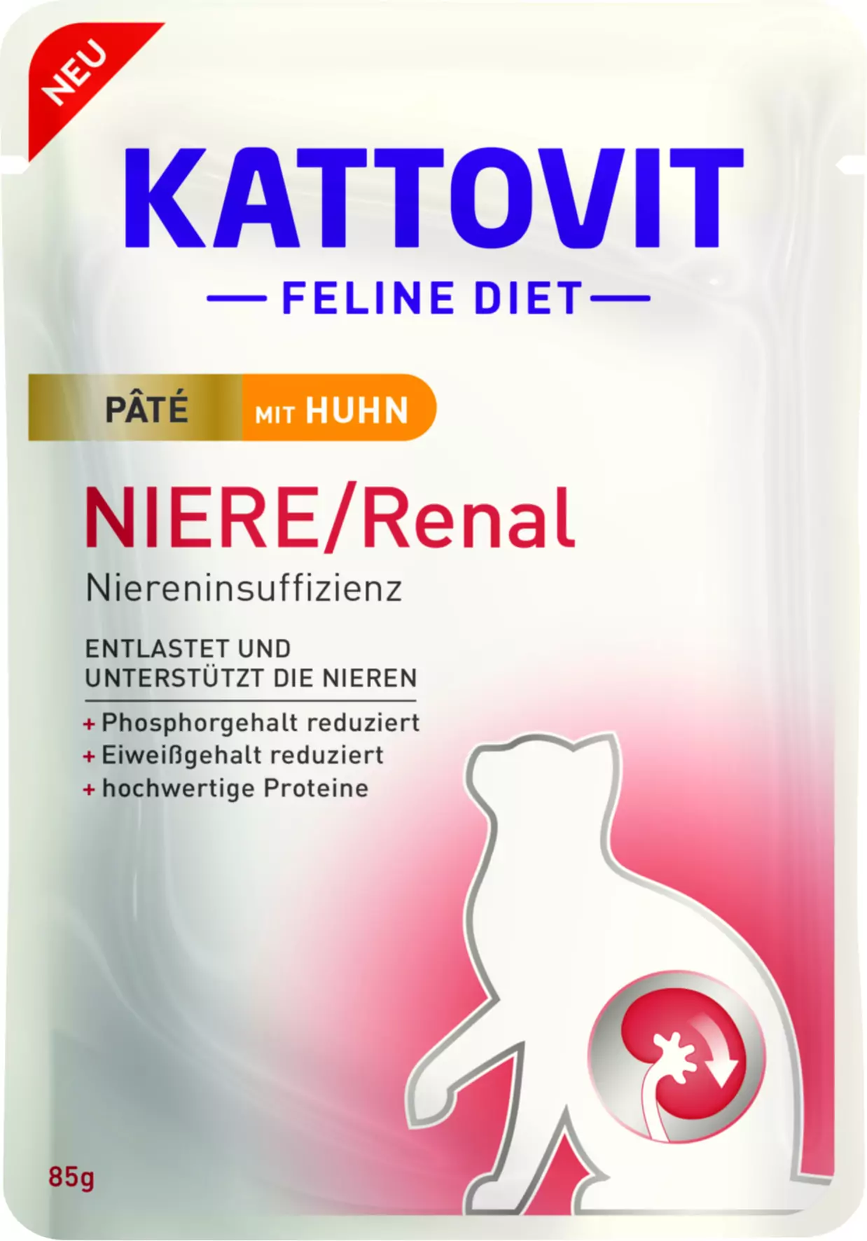 Kattovit Katzennassfutter Diet Niere/Renal Paté mit Huhn 85 g Kattovit Katzennassfutter Diet Niere/Renal Paté mit Huhn 85 g