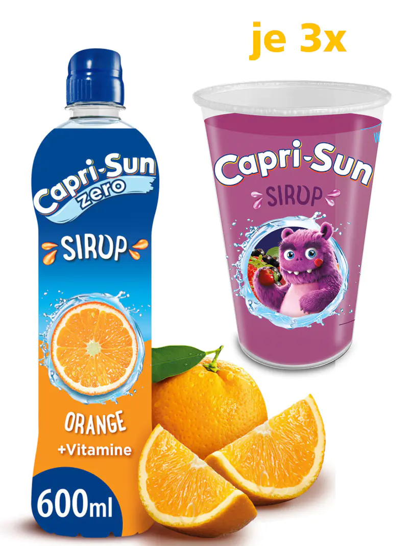 Capri Sun Sirup Orange Zero 3x 600 ml + Becher