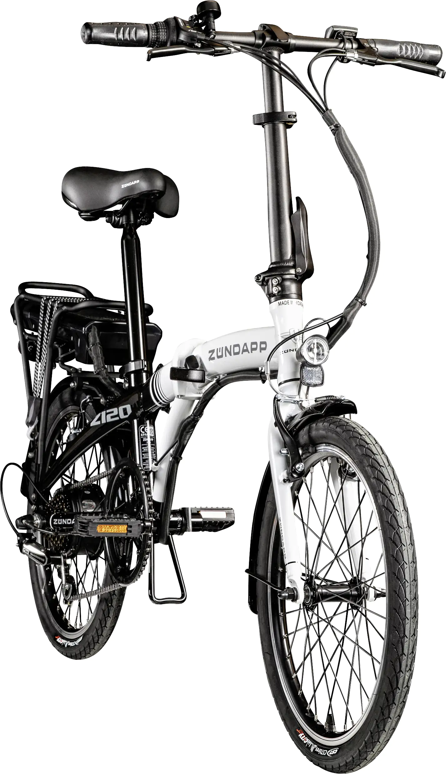 Zündapp E-Bike Faltrad Z120 20 Zoll RH 28cm 7-Gang 374,4 Wh schwarz weiß