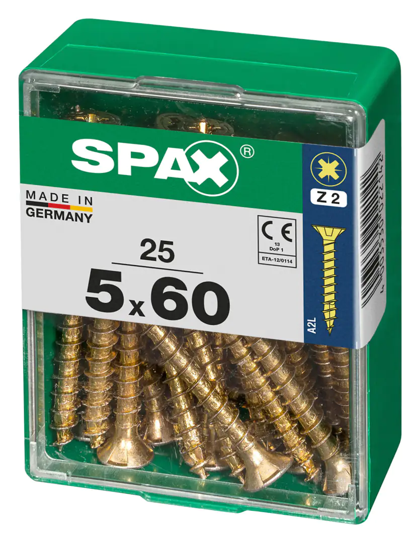 Spax Universalschrauben 5.0 x 60 mm PZ 2 - 25 Stk. Spax Universalschrauben 5.0 x 60 mm PZ 2 - 25 Stk.