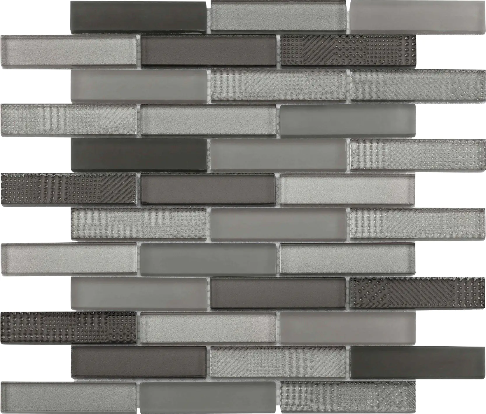 Mosaikfliese Glas Stäbchen 30 x 30 cm schwarz-grau