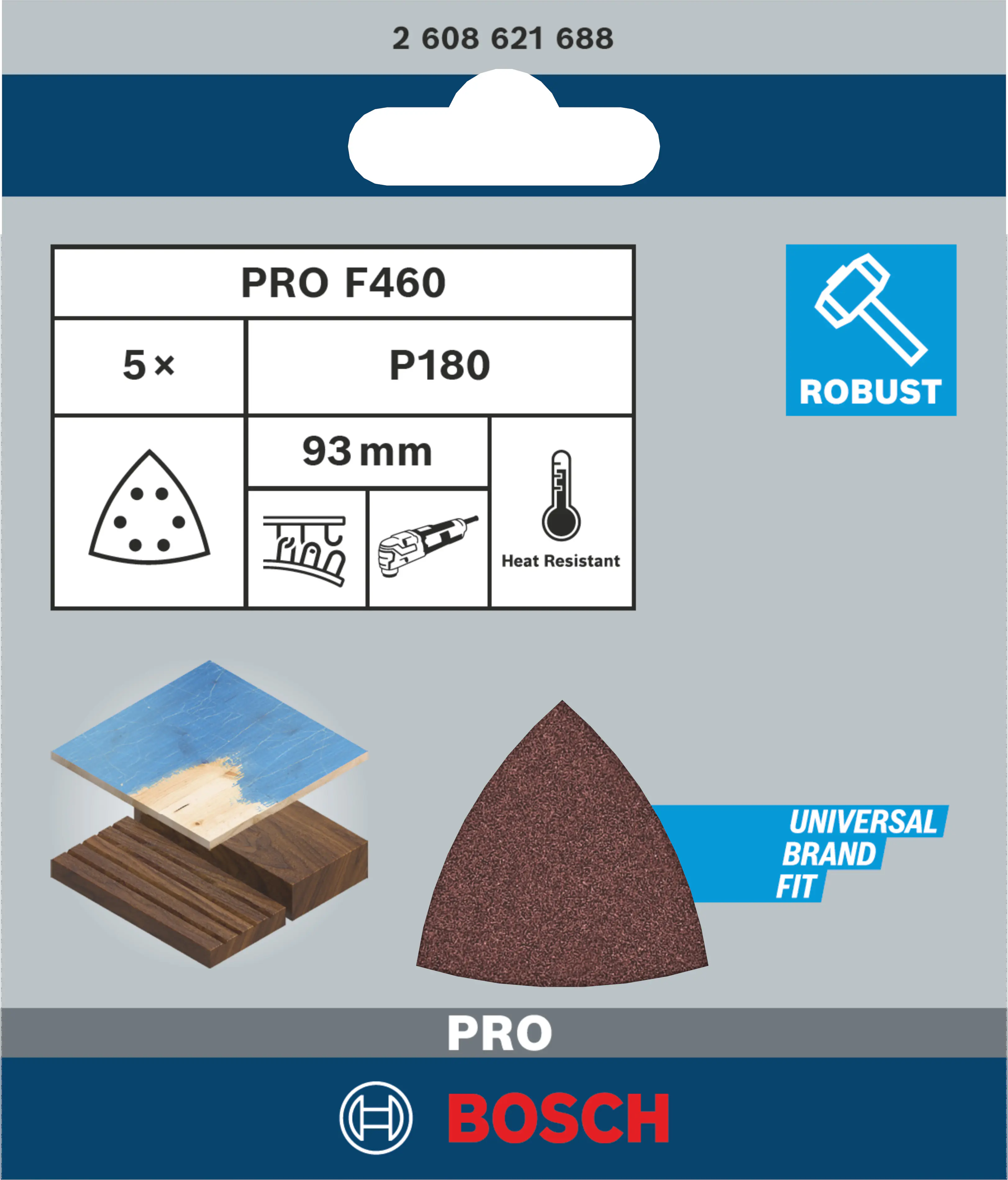 Bosch PRO F460 Schleifblatt 93 x 93 mm G180 5-teilig