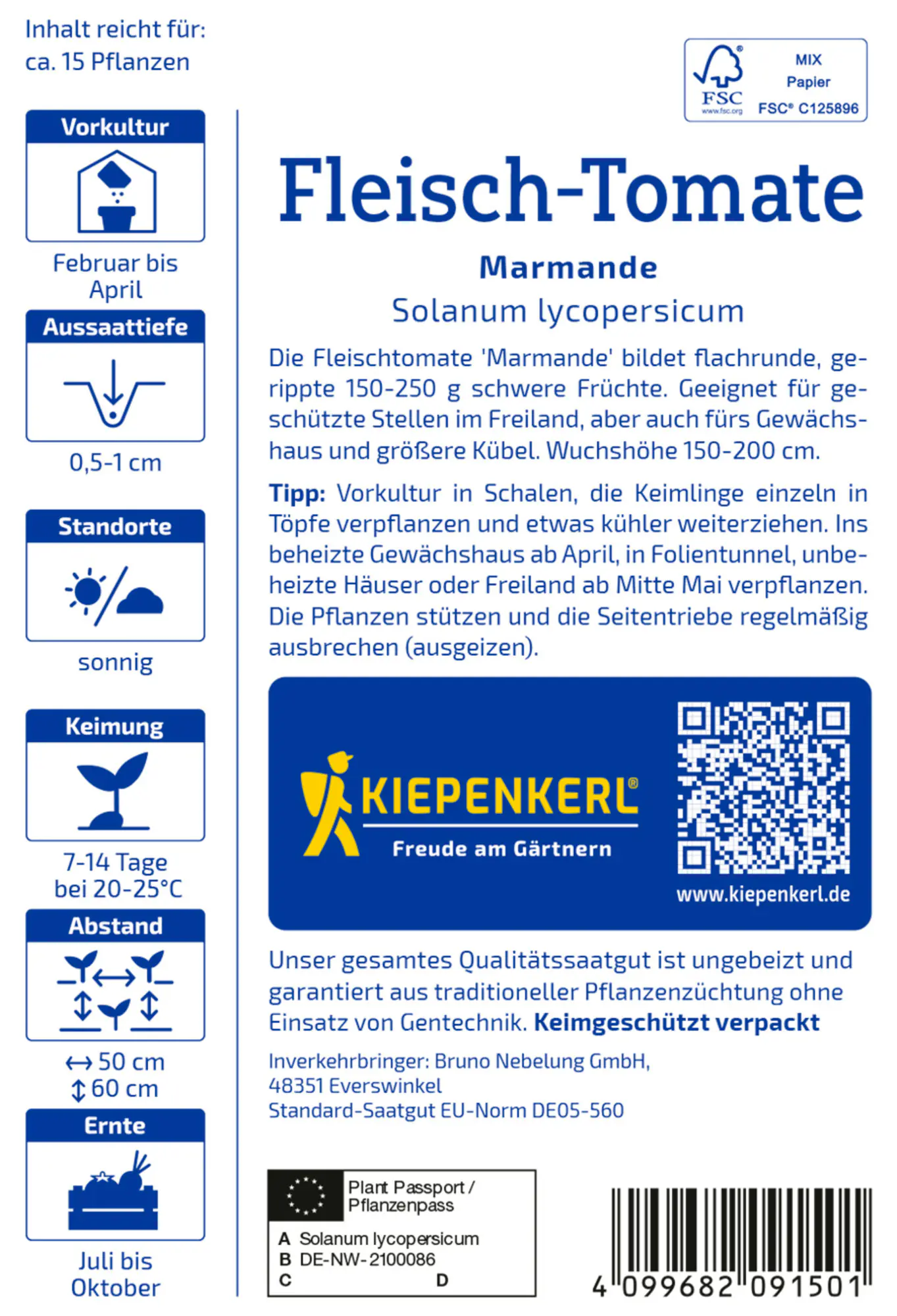 Kiepenkerl Saatgut Fleisch-Tomaten Marmande für ca. 15 Pflanzen