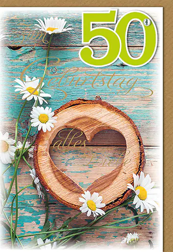 Geburtstagskarte Herz 50. A6