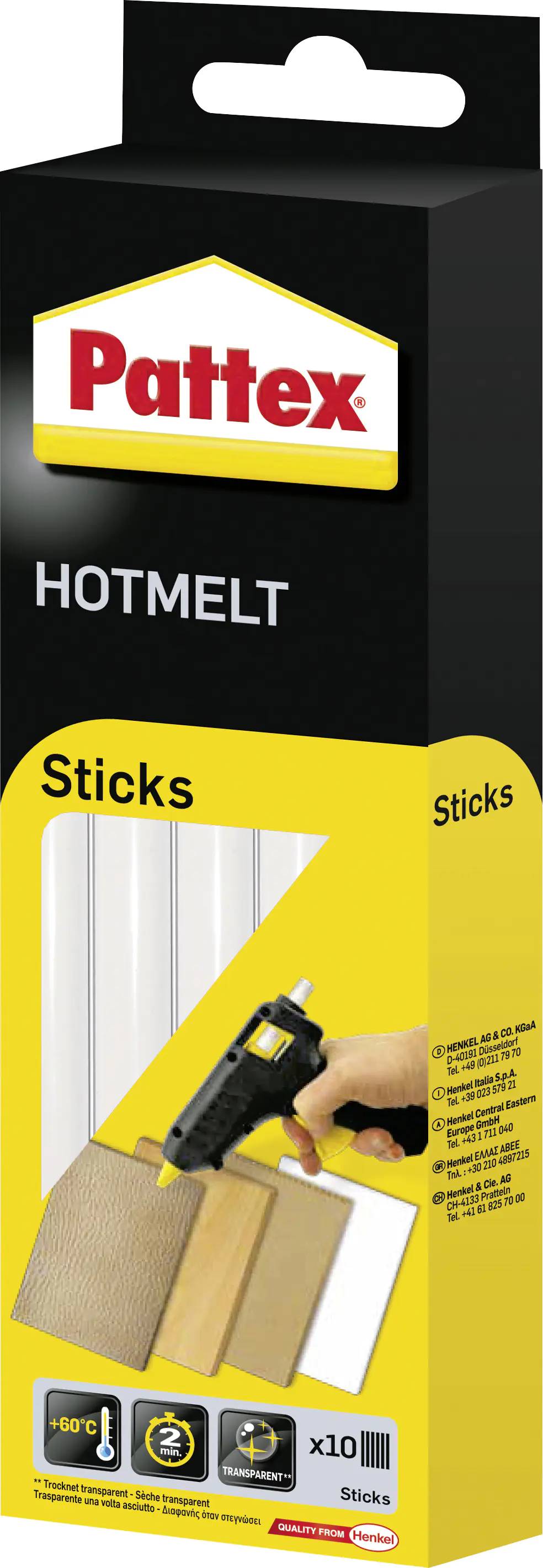 Pattex Holtmelt Heißklebesticks transparent, 10 Stück Pattex Holtmelt Heißklebesticks transparent, 10 Stück