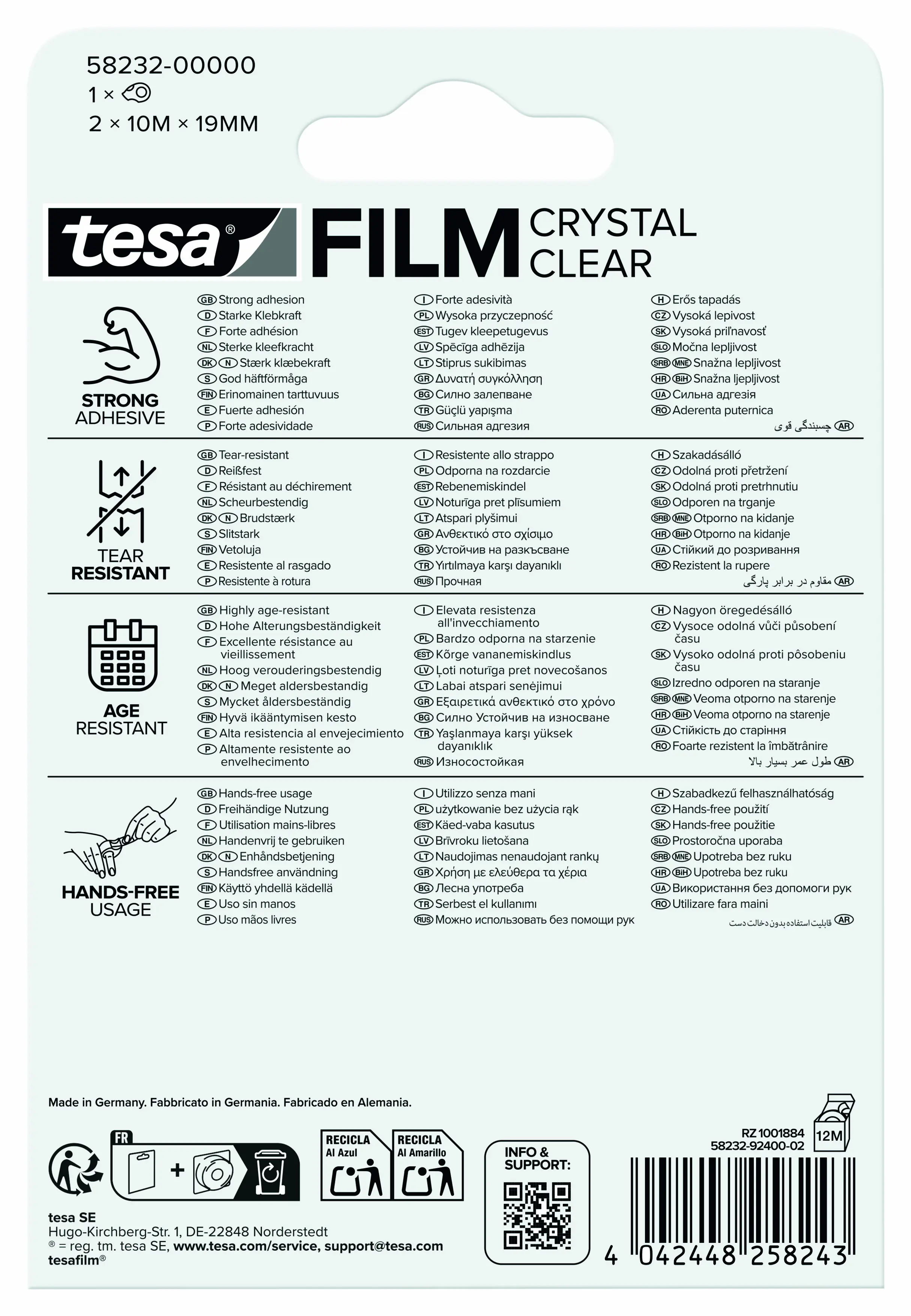 tesa Mini Abroller mit 2 Rollen Klebefilm 2 x 10 m x 19 mm