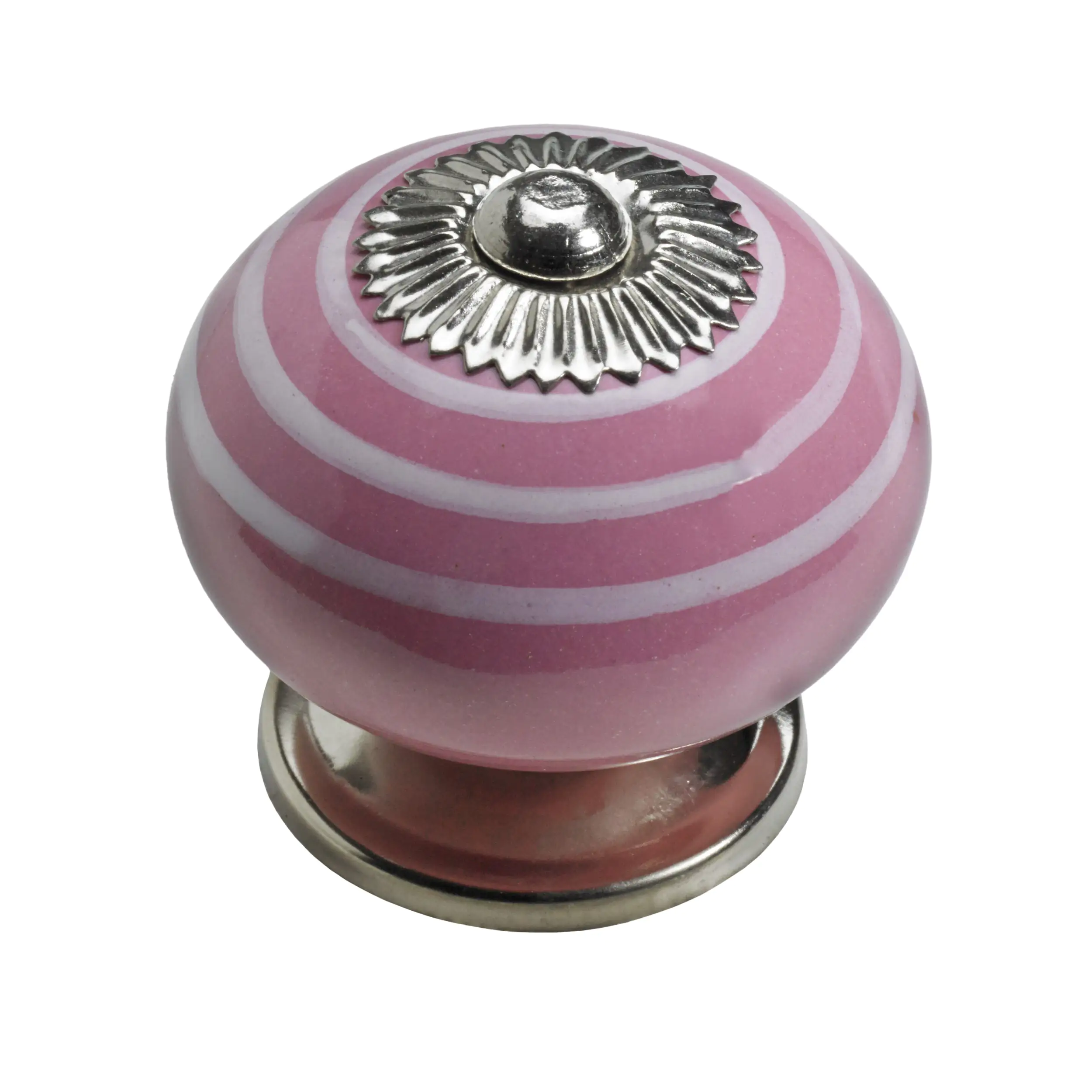 Hettich Möbelknopf Keramik pink mit weißen Streifen Ø 40,0 mm - 1 Stück