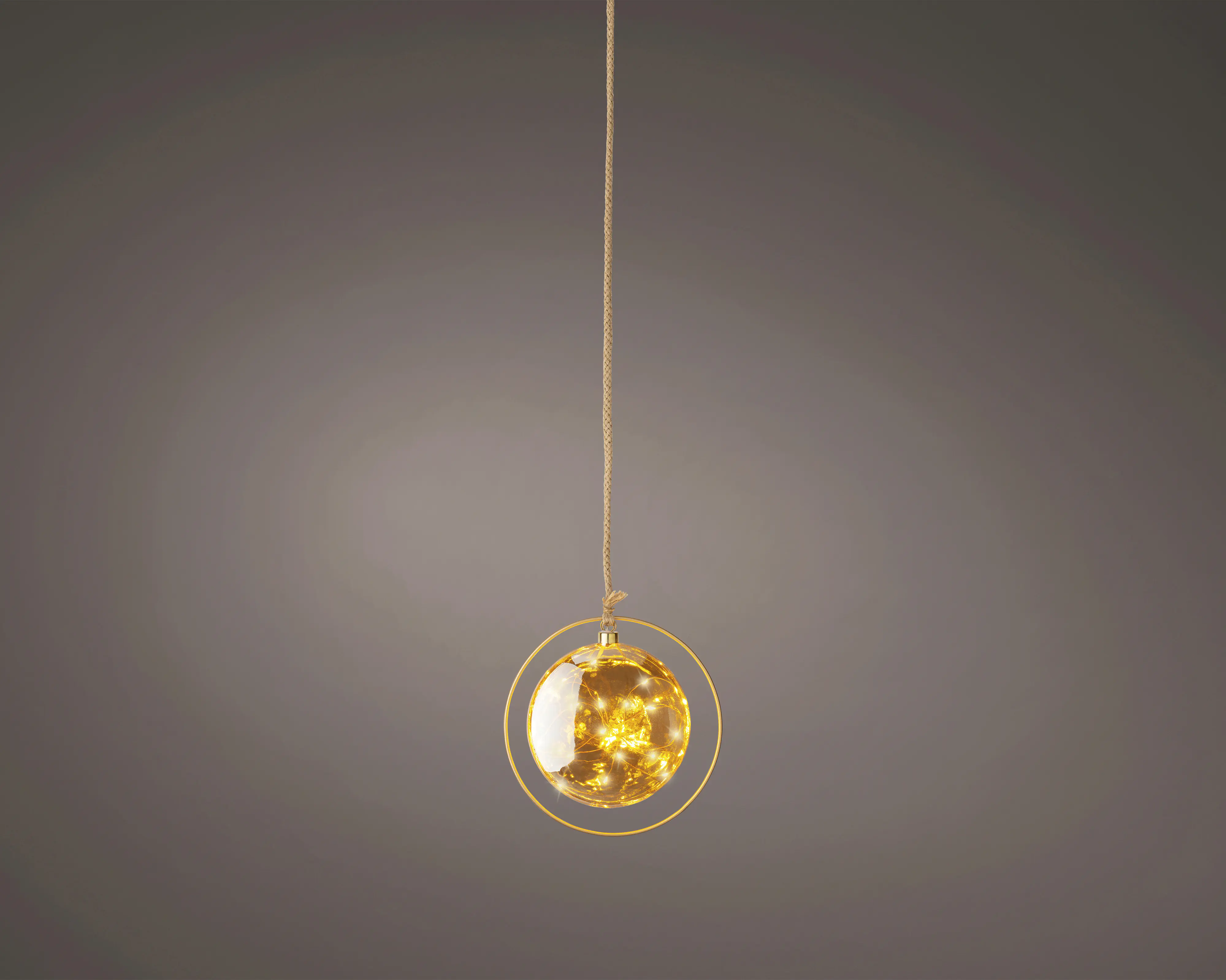 Lumineo LED Kugelhänger batteriebetrieben mit Timer Glas Ø 20 cm warmweiß amber