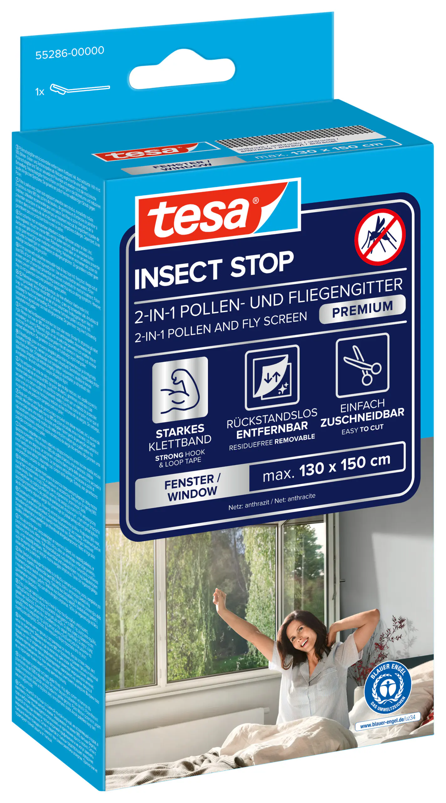 tesa Pollenschutzgitter 130 x 150 cm weiß