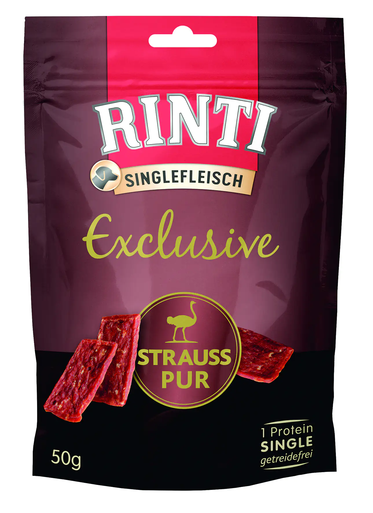 Rinti Hundesnack Singlefleisch Strauß pur 50 g