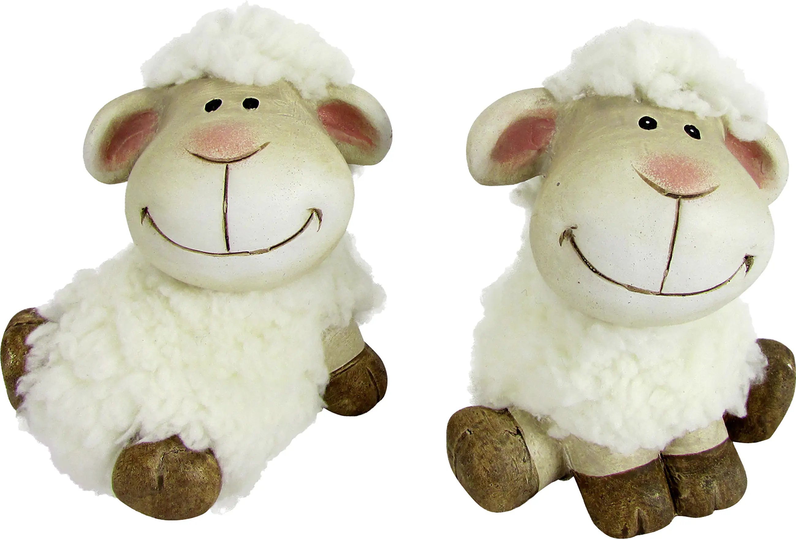 Deko Schaf Keramik Fleece 10 cm weiß